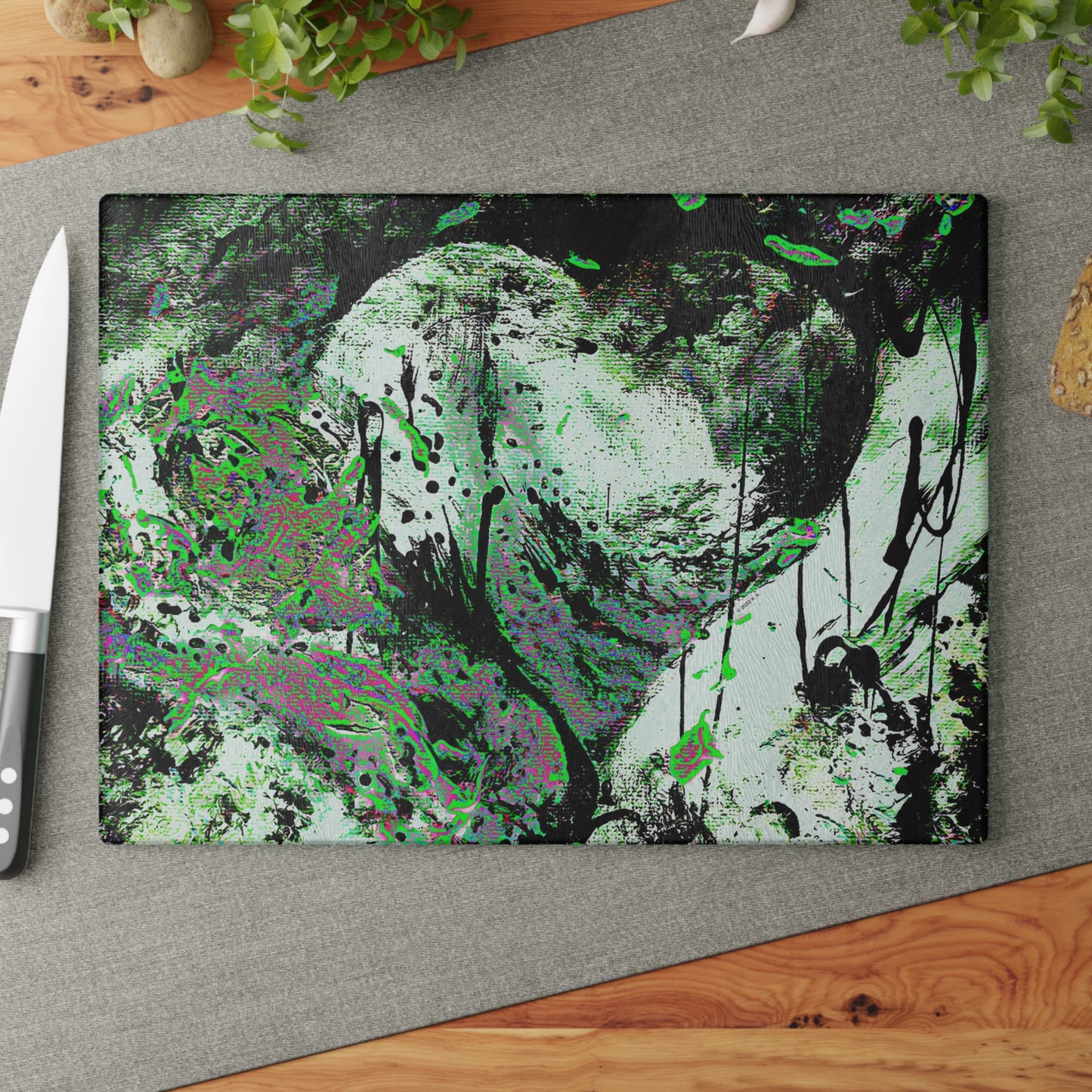 "Dreamy Love" (Cosmic Fusion - Shamrock Green) - Glass Cutting Boards