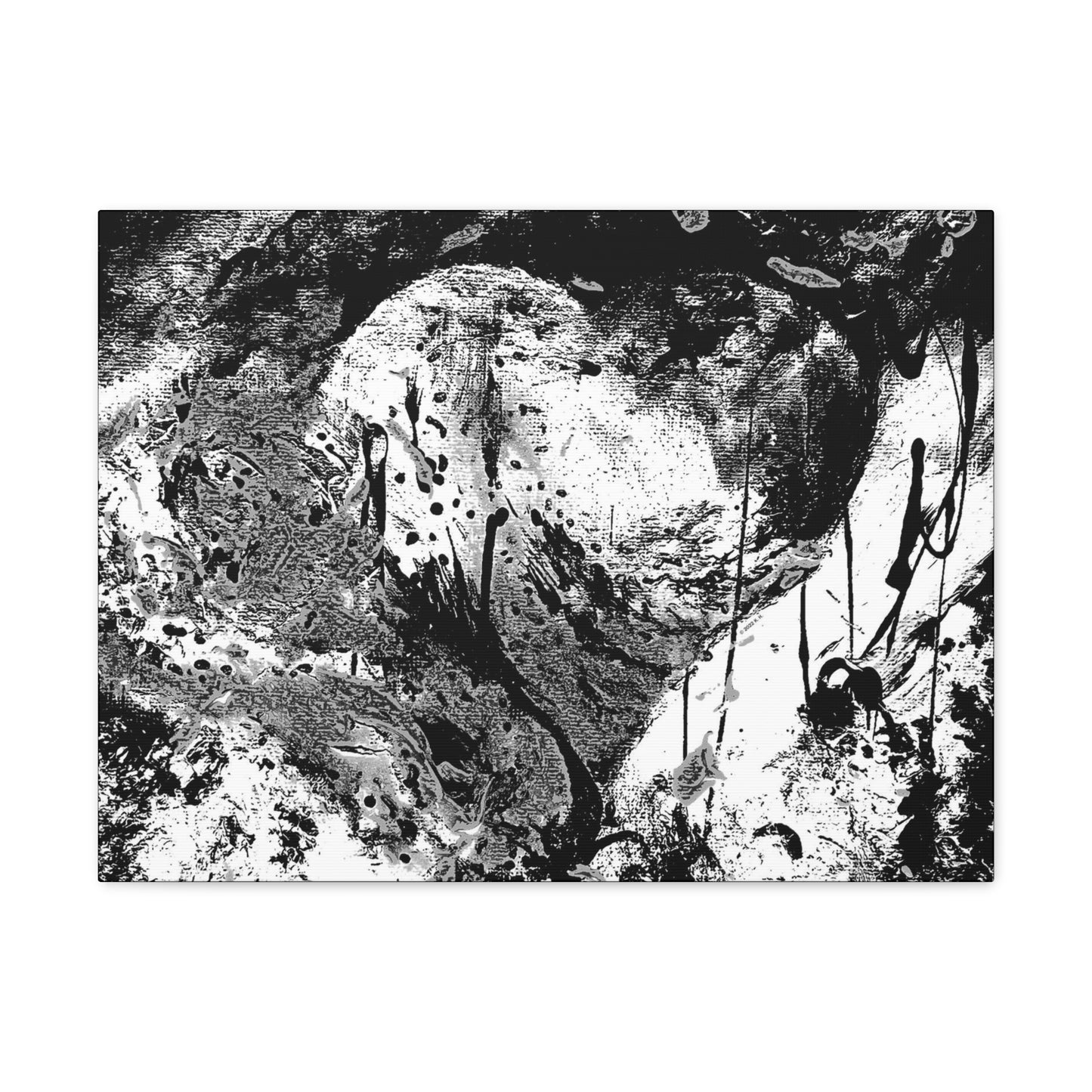"Dreamy Love" (Cosmic Fusion - White/Black/Gray) - Horizontal Canvas Gallery Wraps