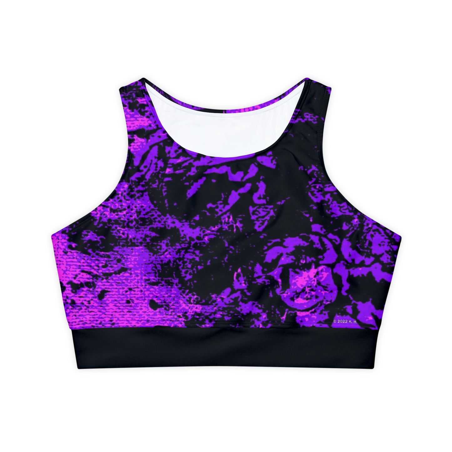 "Mystic Cube" (Cosmic Fusion - Violet/Hot Pink) - Fully Lined, Padded Sports Bra