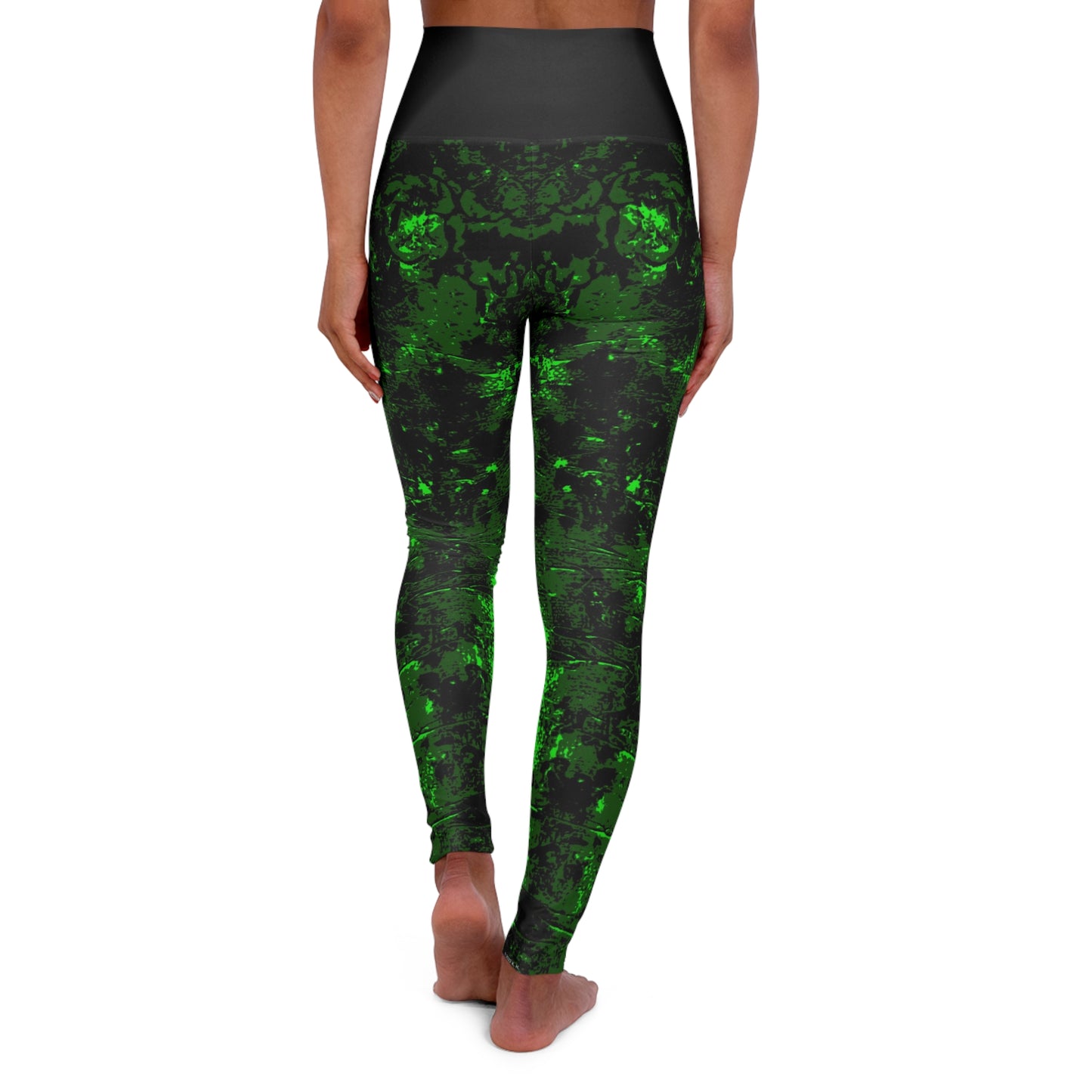"Mystic Cube" (Cosmic Fusion - Emerald/Neon Green) - High Waisted Yoga Leggings