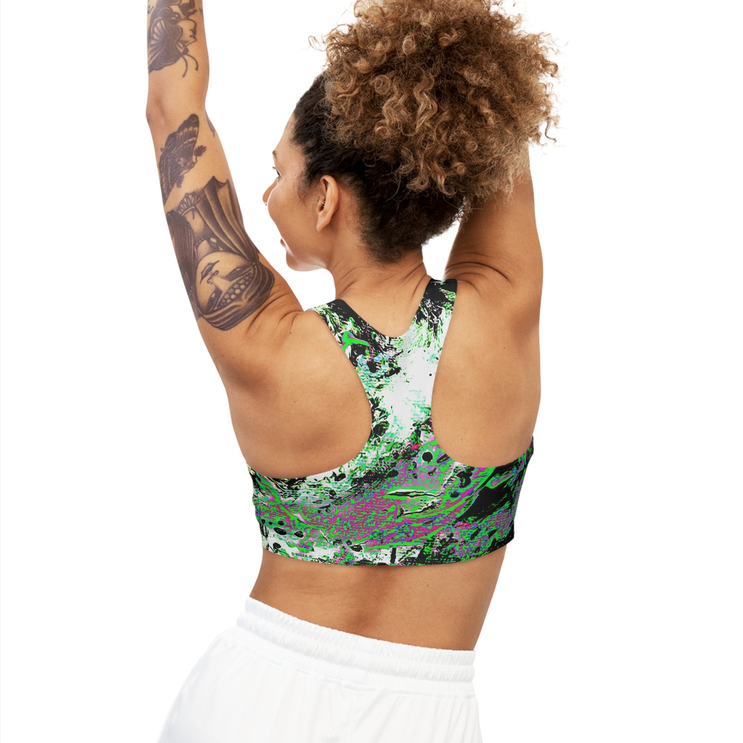 "Dreamy Love" (Cosmic Fusion - Shamrock Green) - Seamless Sports Bra
