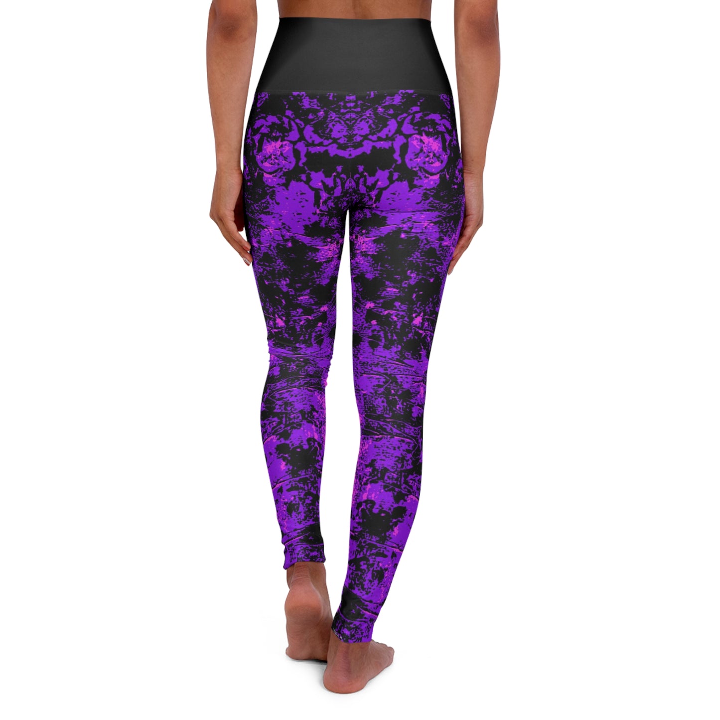 "Mystic Cube" (Cosmic Fusion - Violet/Hot Pink) - High Waisted Yoga Leggings