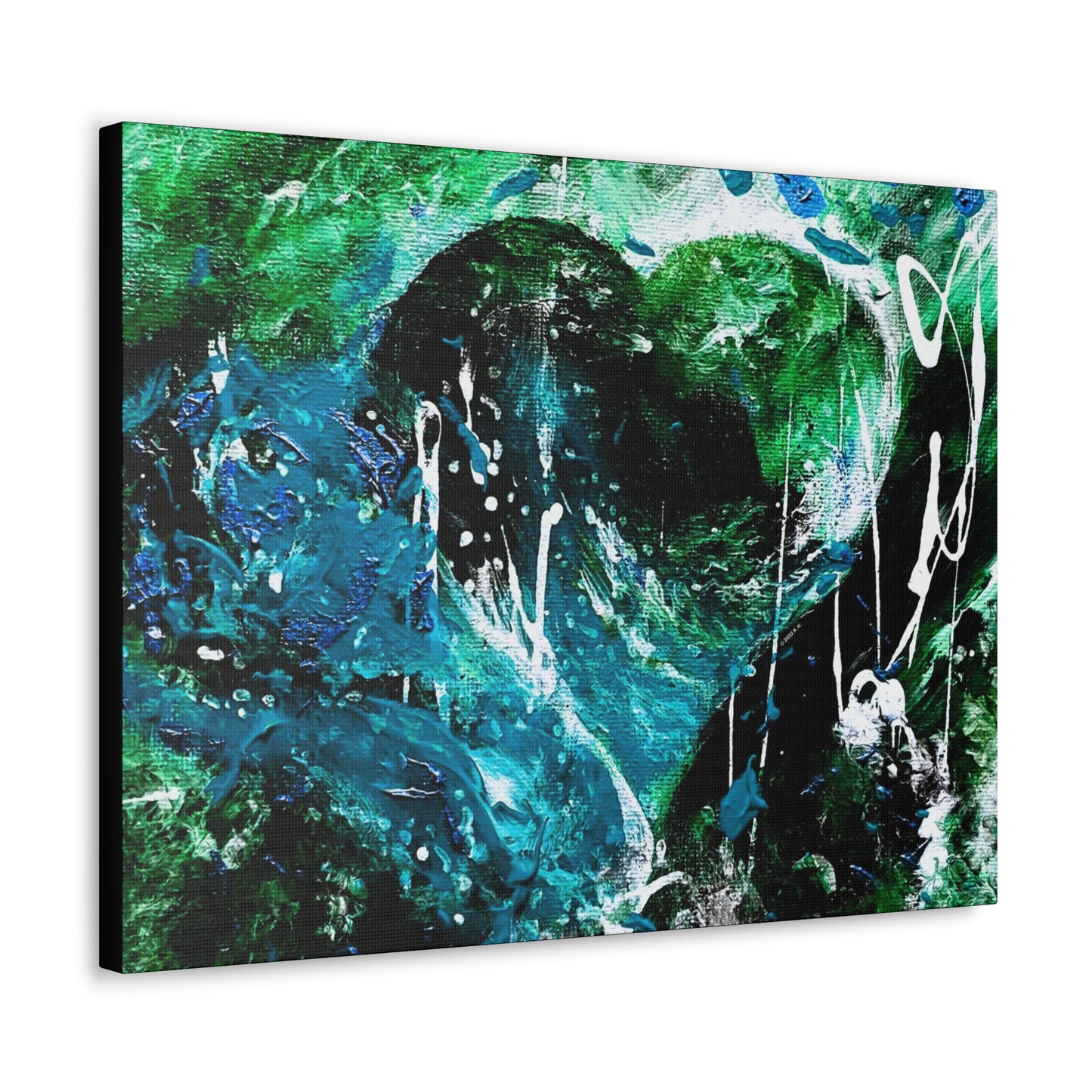 "Dreamy Love" (Forest Green/Teal) - Horizontal Canvas Gallery Wraps