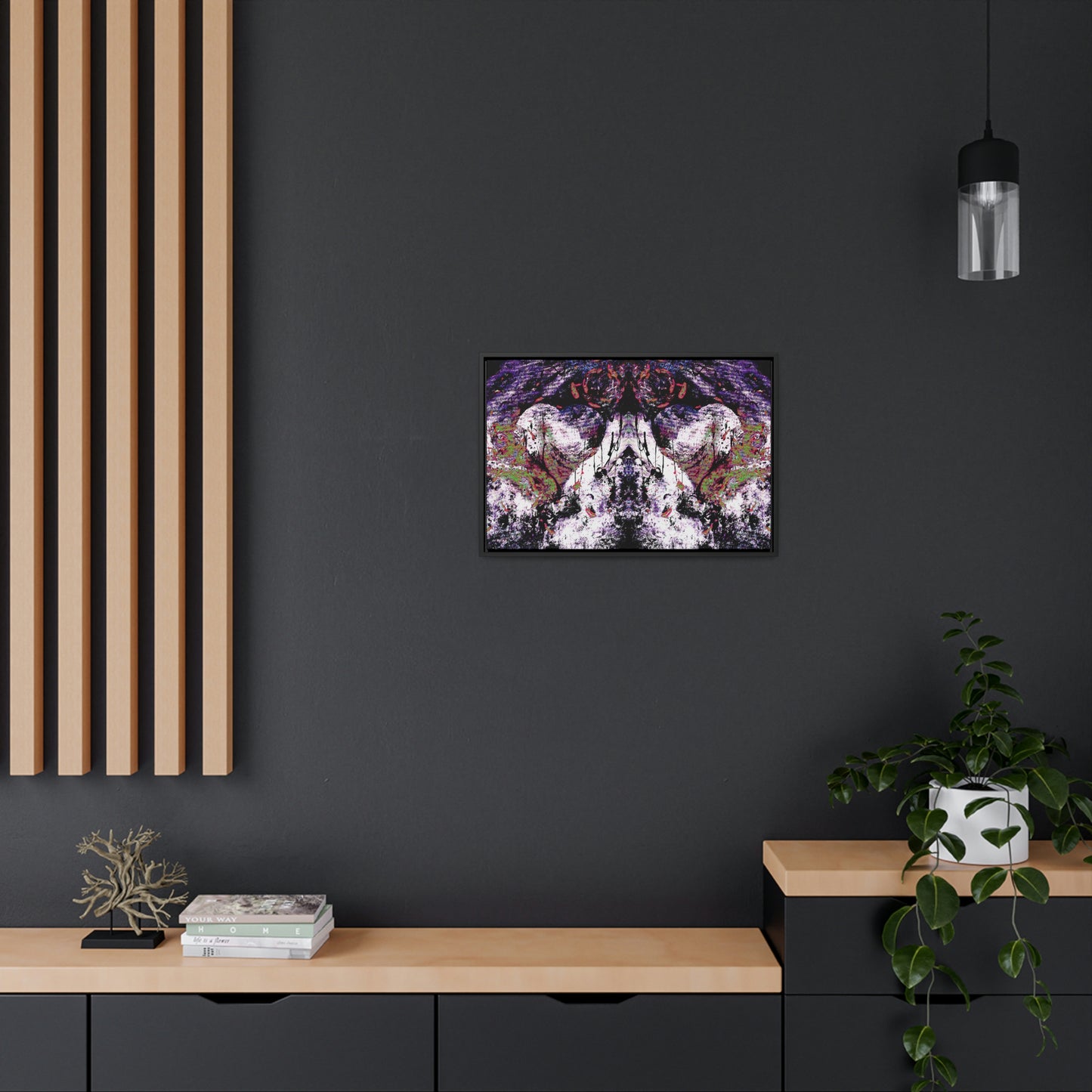 "Dreamy Love" (Cosmic Fusion - White/Black/Purple II) - Gallery Canvas Wraps, Horizontal Frame