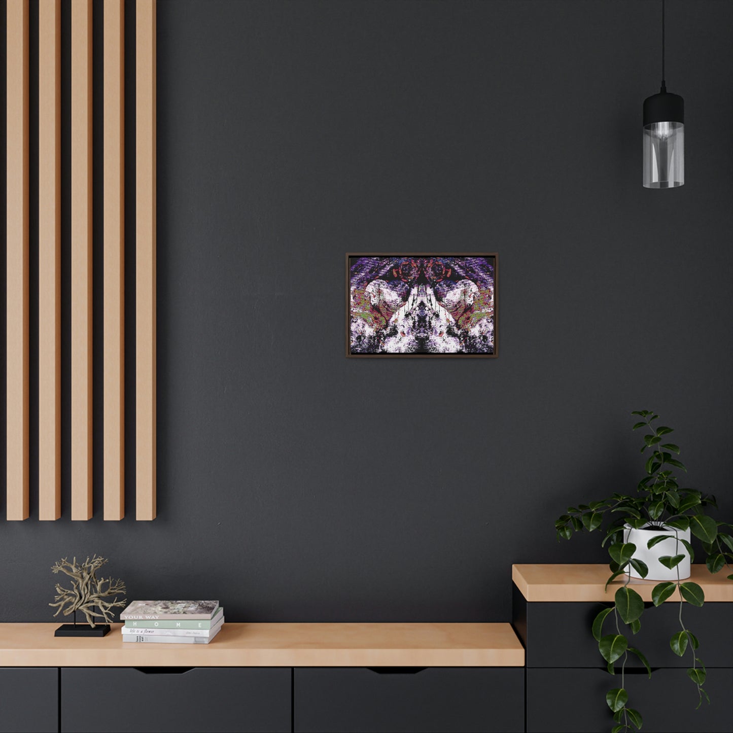 "Dreamy Love" (Cosmic Fusion - White/Black/Purple II) - Gallery Canvas Wraps, Horizontal Frame