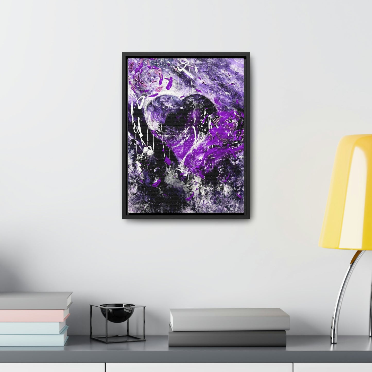 "Dreamy Love" (Violet/Lavender) - Gallery Canvas Wraps, Vertical Frame
