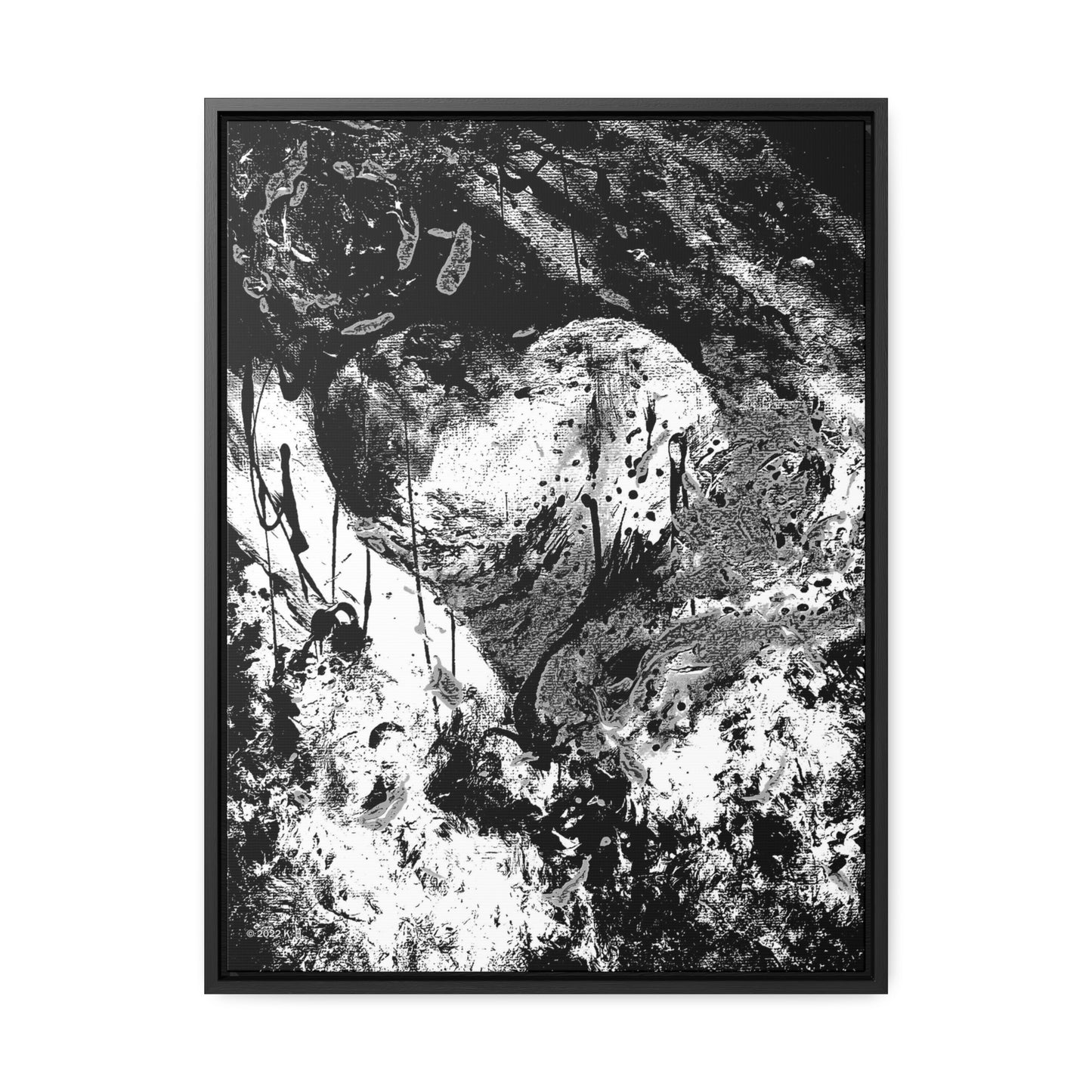 "Dreamy Love" (Cosmic Fusion - Black/White/Gray) - Gallery Canvas Wraps, Vertical Frame