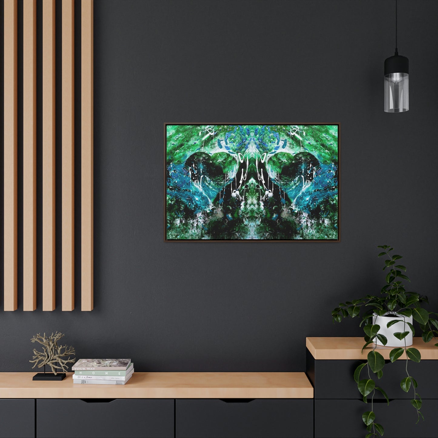 "Dreamy Love" (Forest Green/Teal II) - Gallery Canvas Wraps, Horizontal Frame