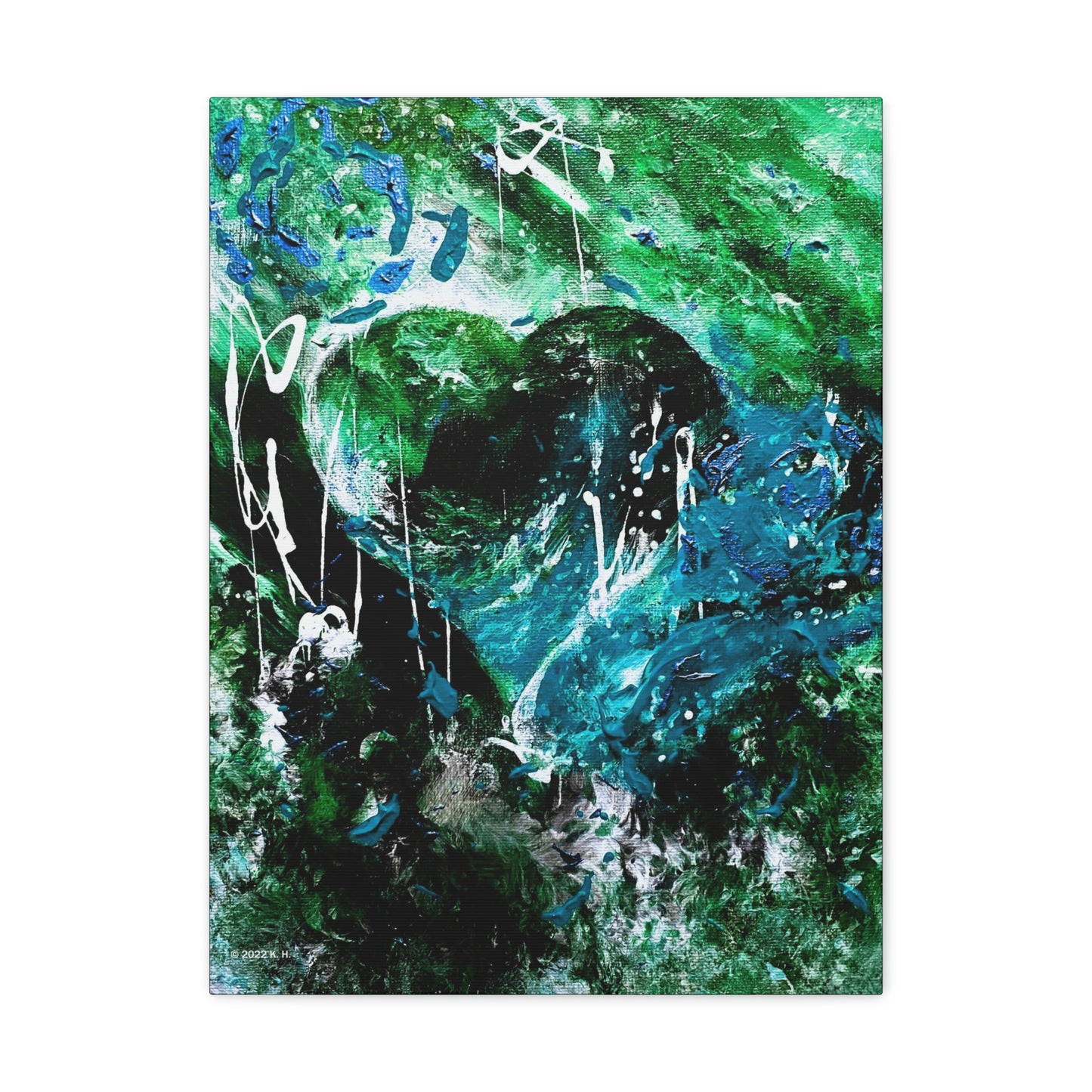 "Dreamy Love" (Forest Green/Teal) - Canvas Gallery Wraps