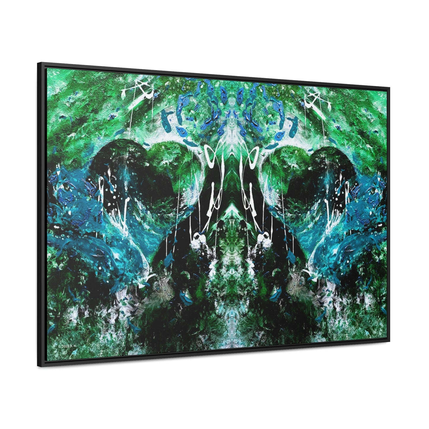 "Dreamy Love" (Forest Green/Teal II) - Gallery Canvas Wraps, Horizontal Frame