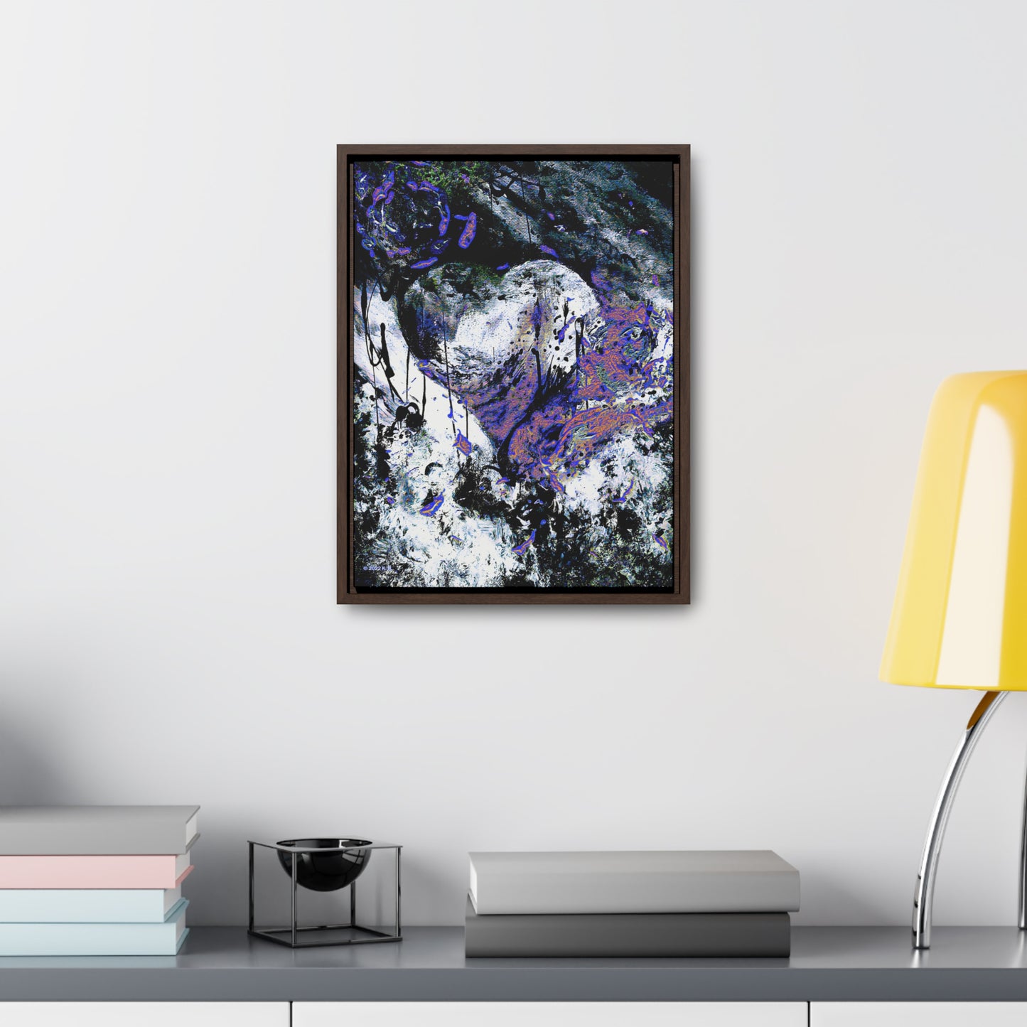 "Dreamy Love" (Cosmic Fusion - Black/White/Sapphire) - Gallery Canvas Wraps, Vertical Frame