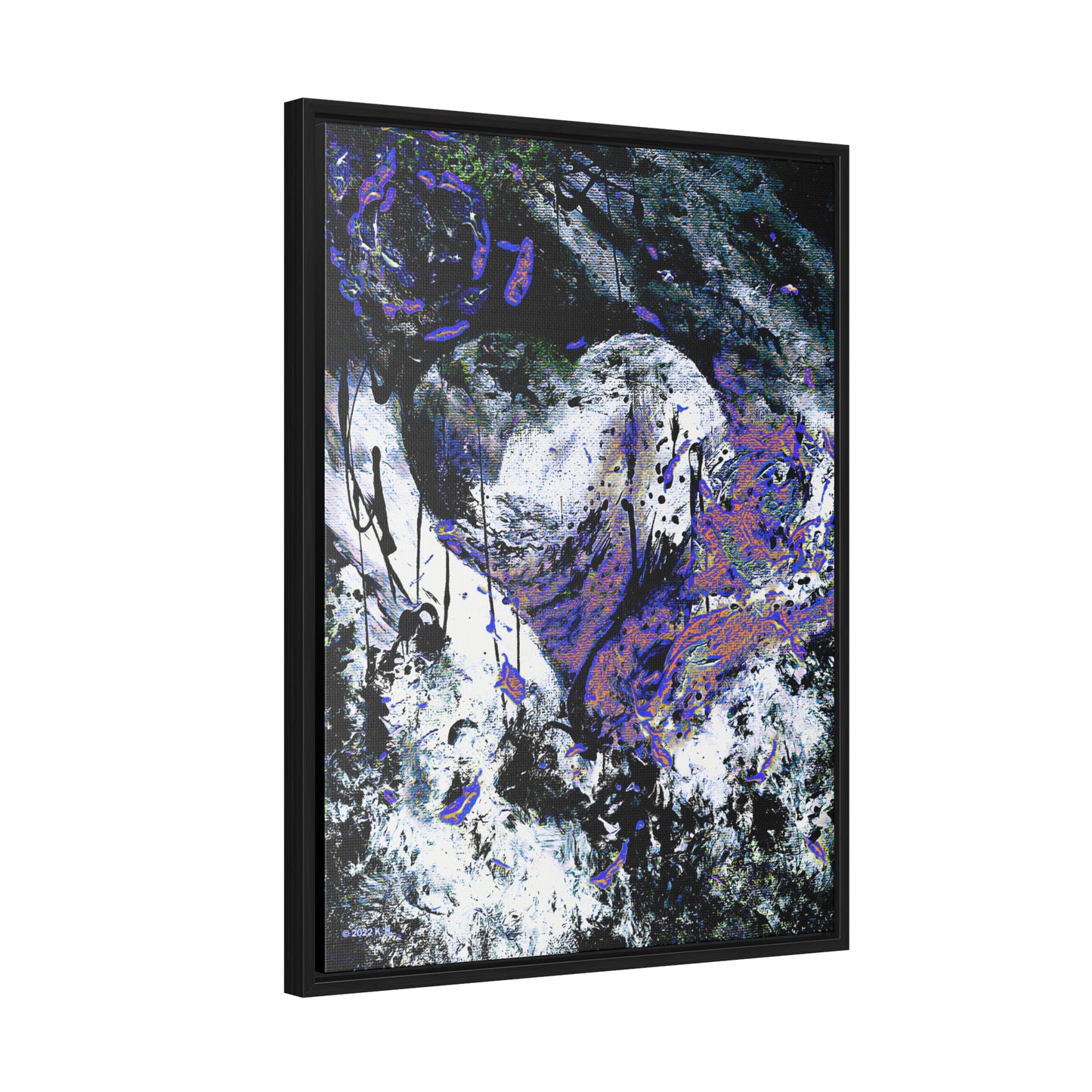 "Dreamy Love" (Cosmic Fusion - Black/White/Sapphire) - Gallery Canvas Wraps, Vertical Frame