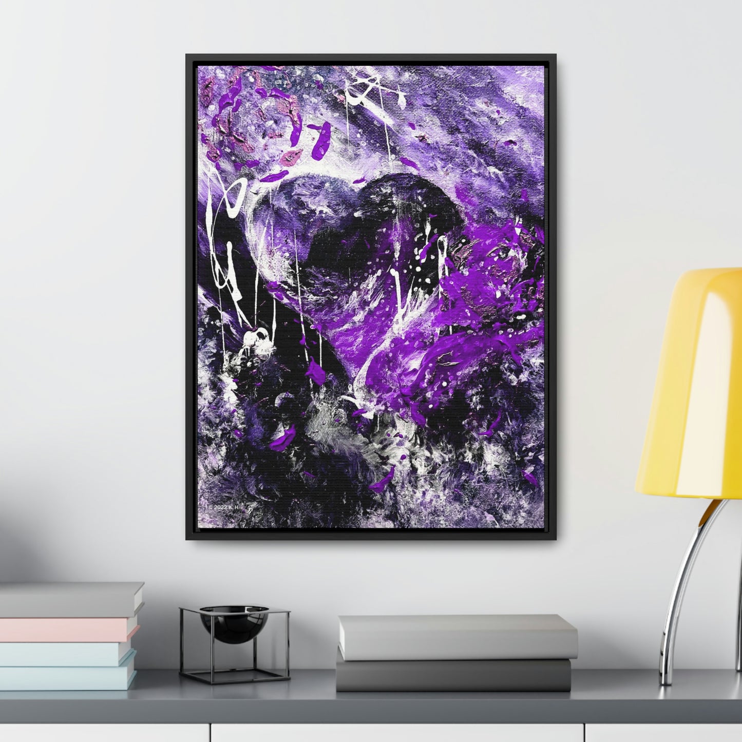 "Dreamy Love" (Violet/Lavender) - Gallery Canvas Wraps, Vertical Frame
