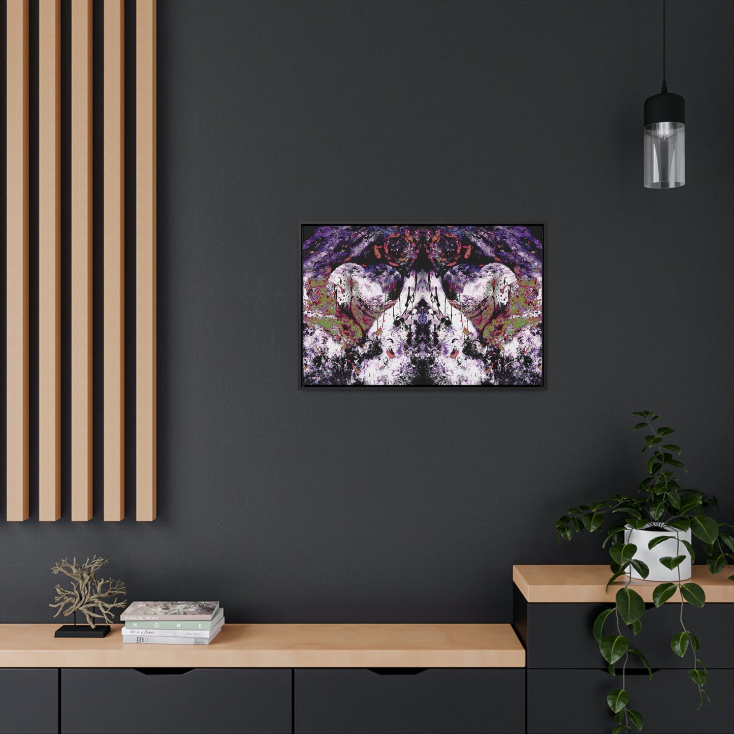 "Dreamy Love" (Cosmic Fusion - White/Black/Purple II) - Gallery Canvas Wraps, Horizontal Frame