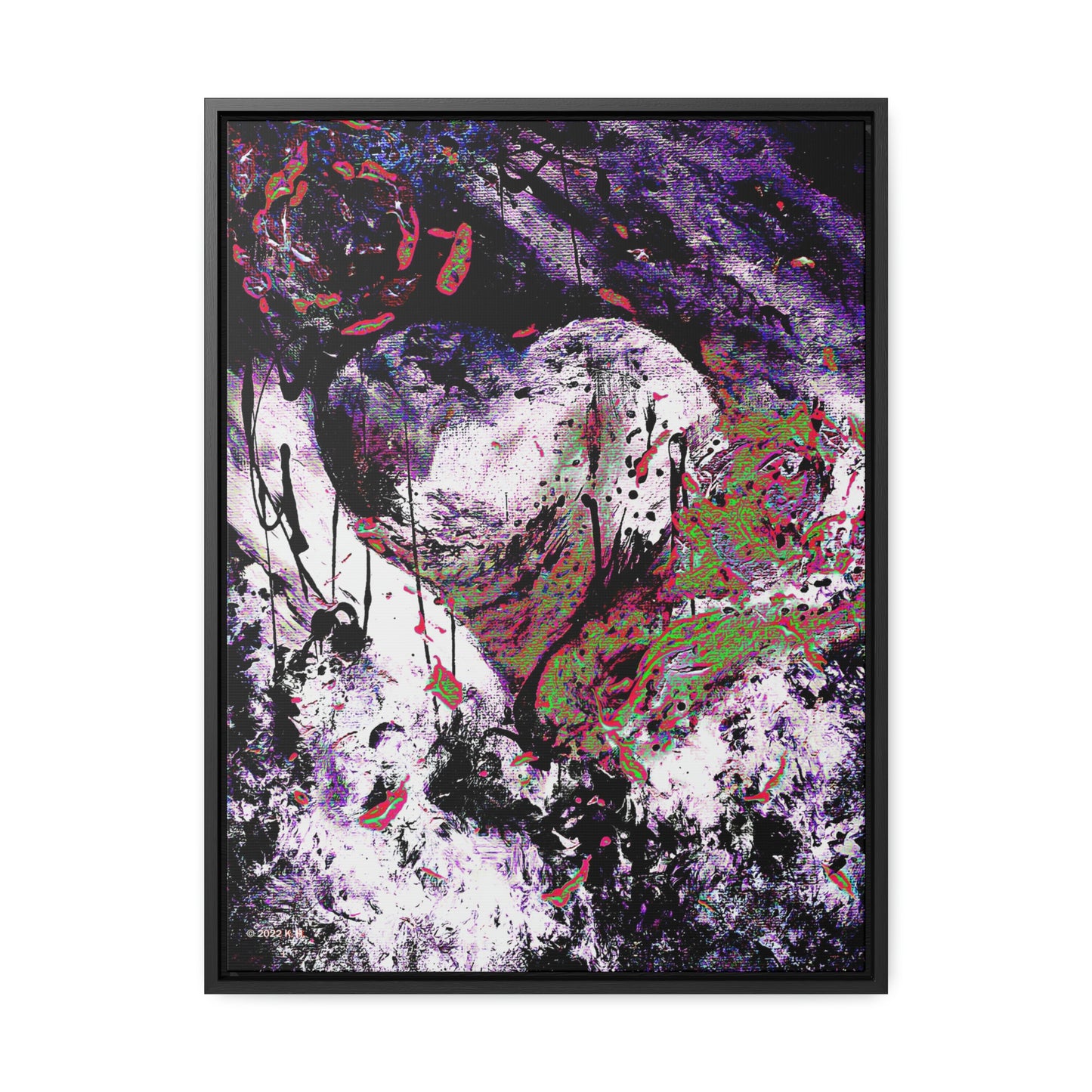 "Dreamy Love" (Cosmic Fusion - Black/White/Purple) - Gallery Canvas Wraps, Vertical Frame