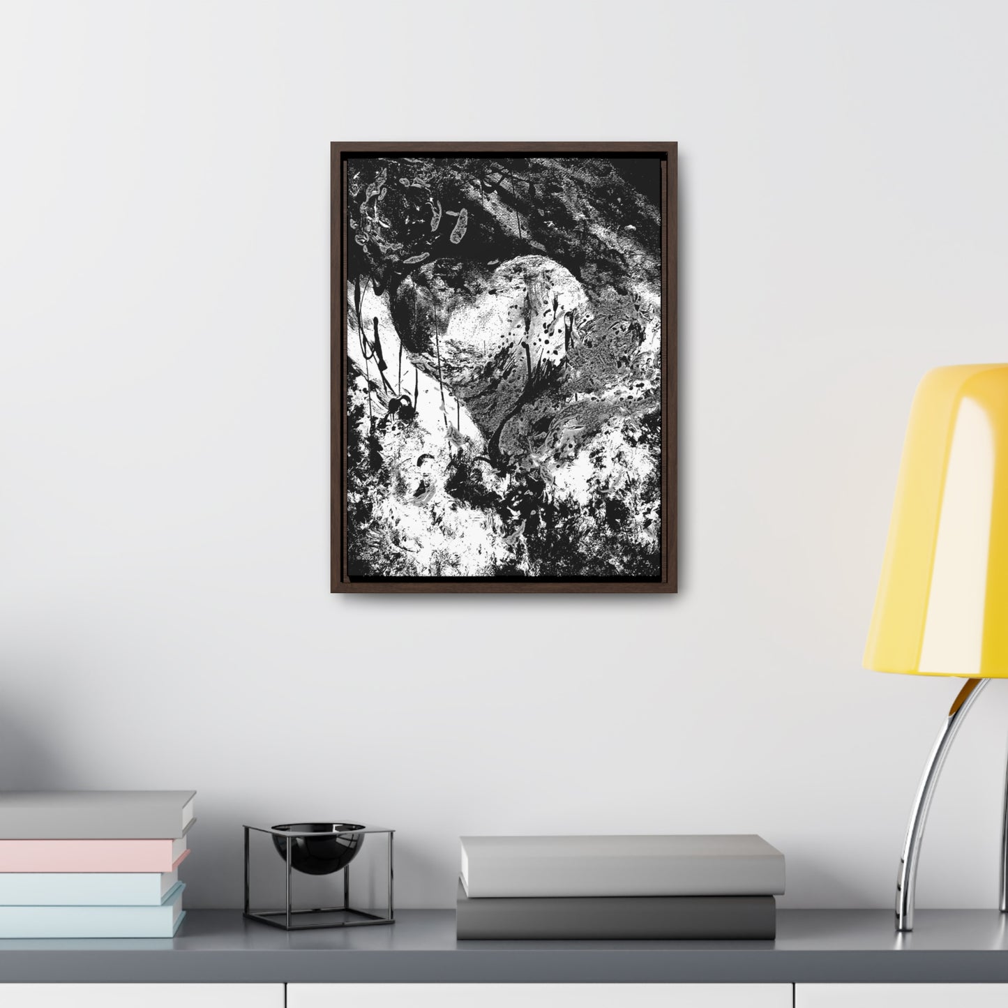 "Dreamy Love" (Cosmic Fusion - Black/White/Gray) - Gallery Canvas Wraps, Vertical Frame