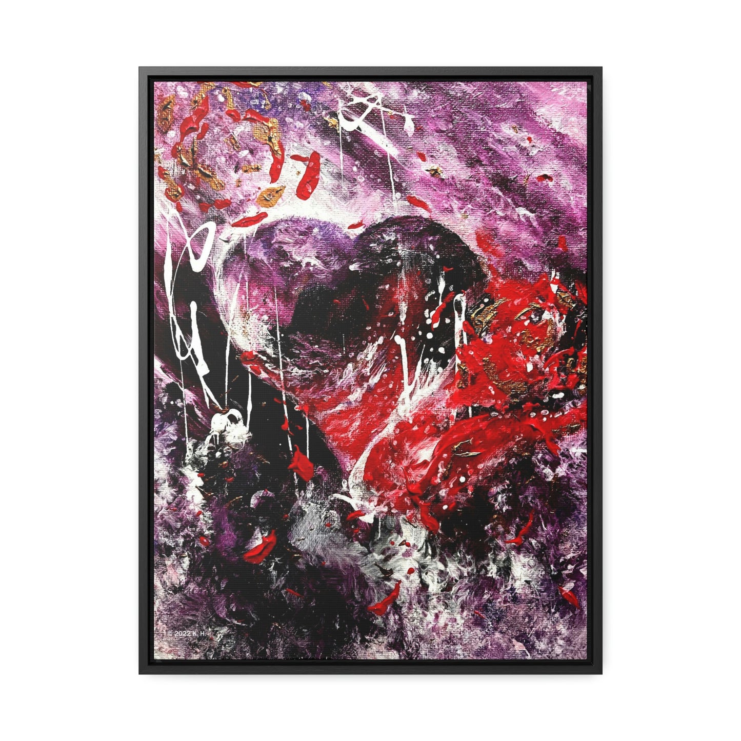 "Dreamy Love" (Scarlet/Plum) - Gallery Canvas Wraps, Vertical Frame