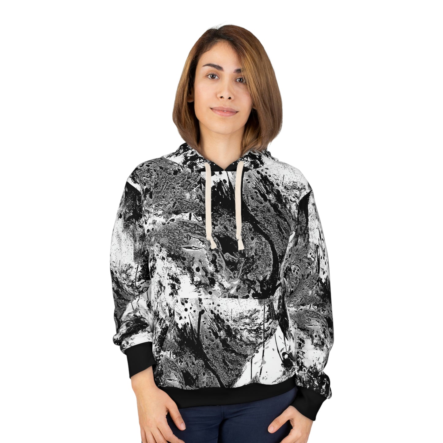 "Dreamy Love" (Cosmic Fusion - White/Black/Gray) - Unisex Pullover Hoodie (w/ heart)