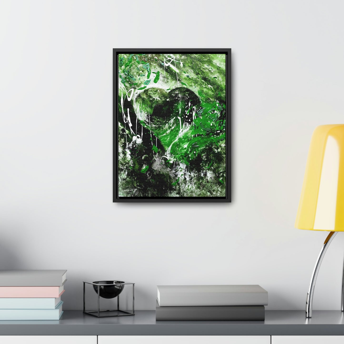 "Dreamy Love" (Shamrock Green) - Gallery Canvas Wraps, Vertical Frame