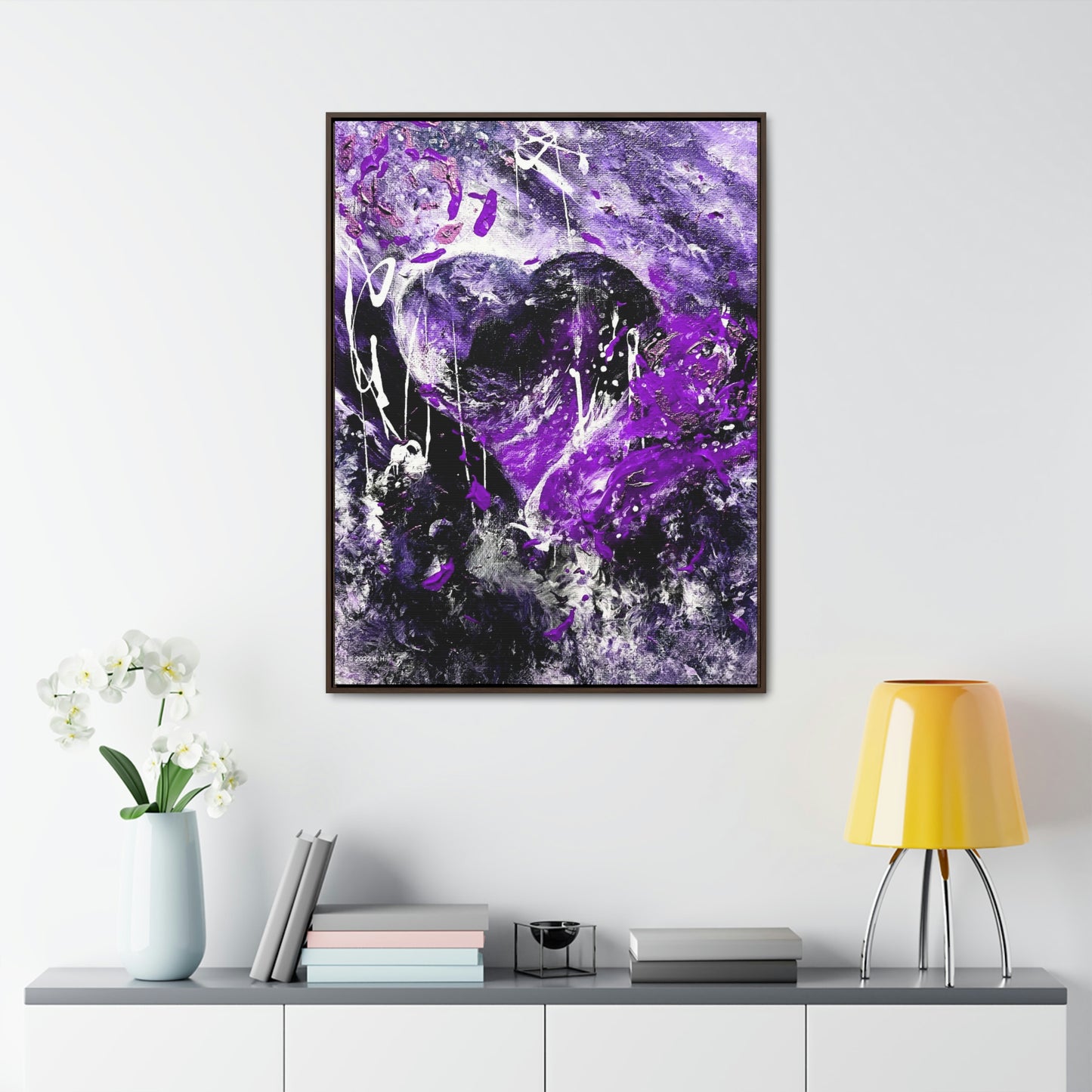 "Dreamy Love" (Violet/Lavender) - Gallery Canvas Wraps, Vertical Frame