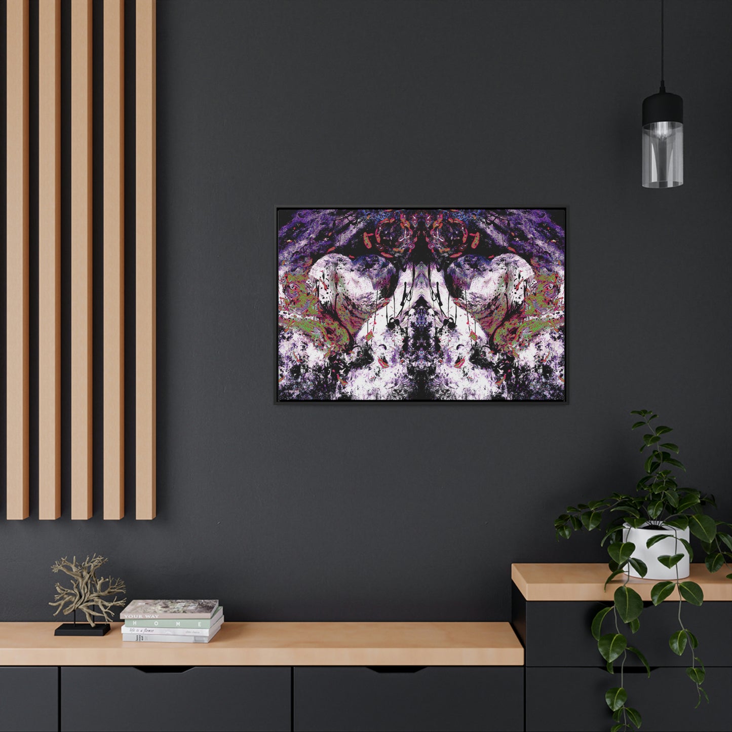 "Dreamy Love" (Cosmic Fusion - White/Black/Purple II) - Gallery Canvas Wraps, Horizontal Frame