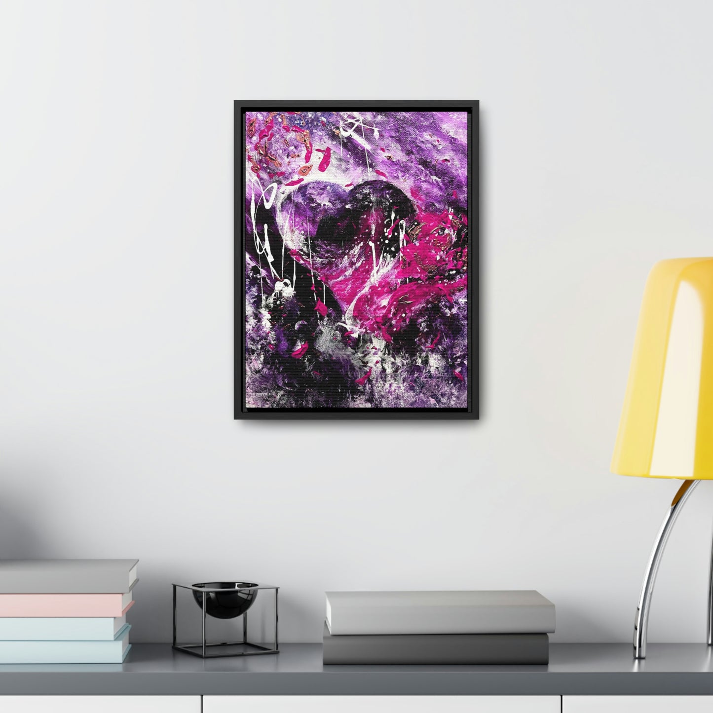 "Dreamy Love" (Magenta/Hot Pink) - Gallery Canvas Wraps, Vertical Frame