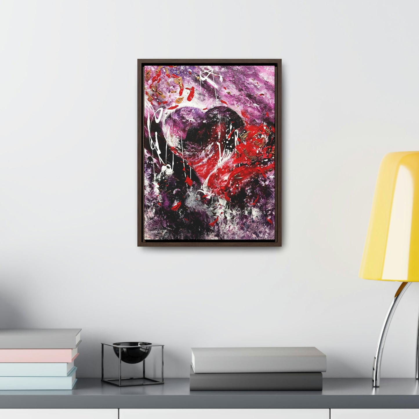 "Dreamy Love" (Scarlet/Plum) - Gallery Canvas Wraps, Vertical Frame