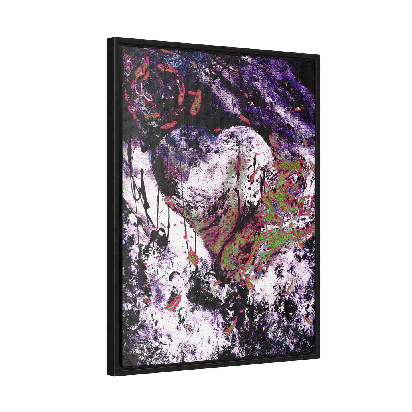 "Dreamy Love" (Cosmic Fusion - Black/White/Purple) - Gallery Canvas Wraps, Vertical Frame
