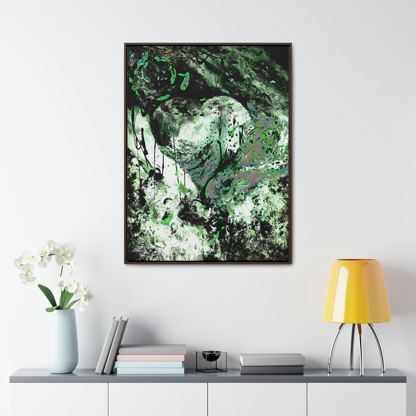 "Dreamy Love" (Cosmic Fusion - Shamrock Green) - Gallery Canvas Wraps, Vertical Frame