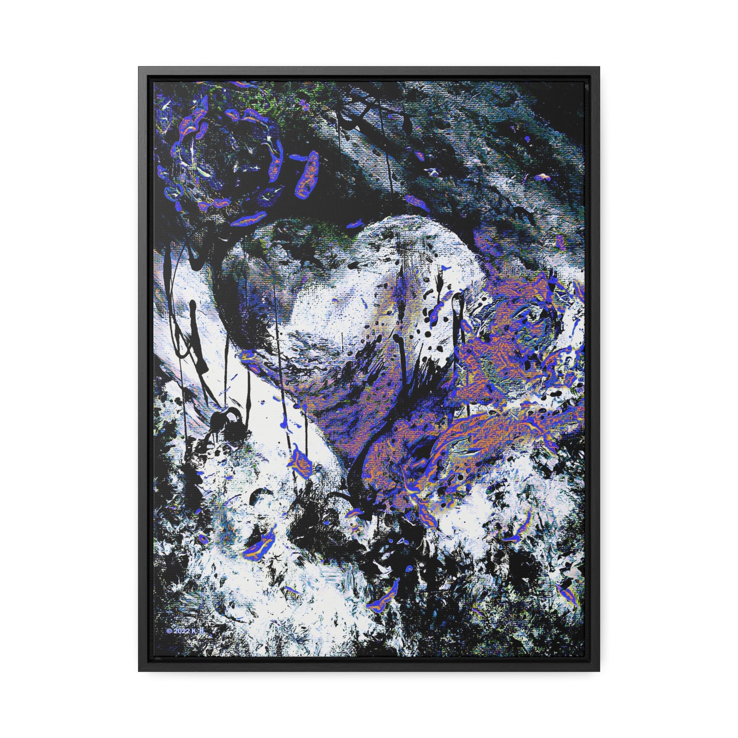 "Dreamy Love" (Cosmic Fusion - Black/White/Sapphire) - Gallery Canvas Wraps, Vertical Frame