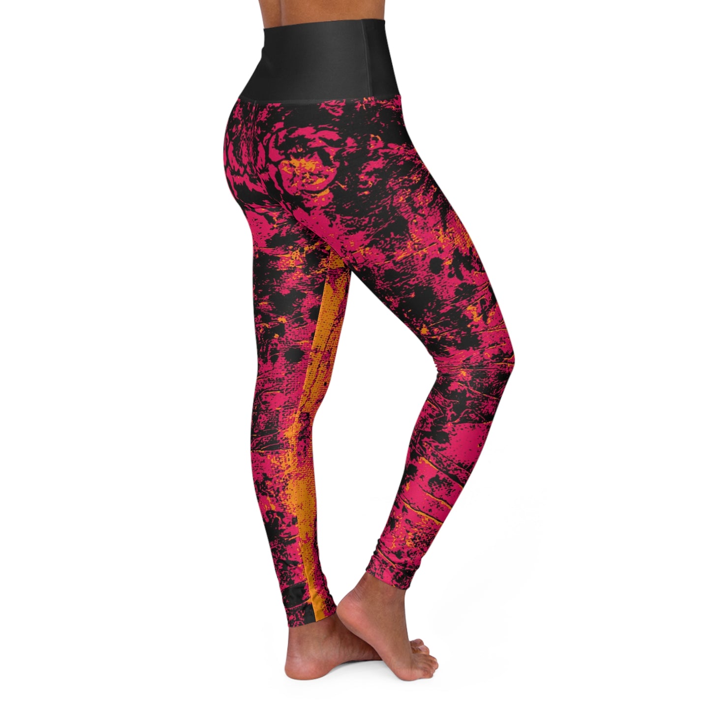 "Mystic Cube" (Cosmic Fusion - Magenta/Orange) - High Waisted Yoga Leggings