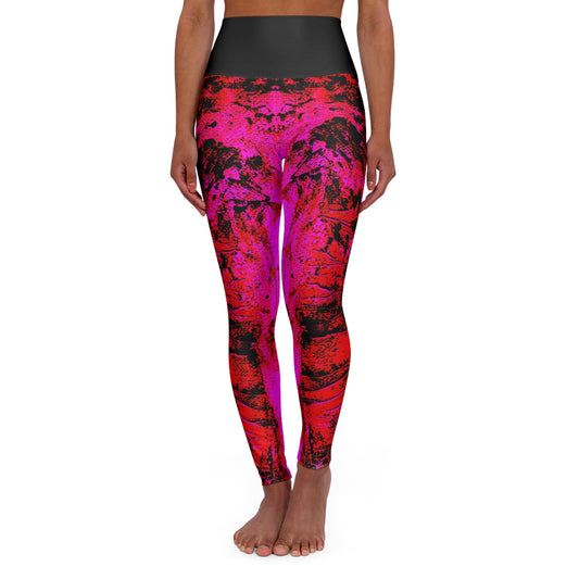 "Mystic Cube" (Cosmic Fusion - Scarlet/Hot Pink) - High Waist Yoga Leggings