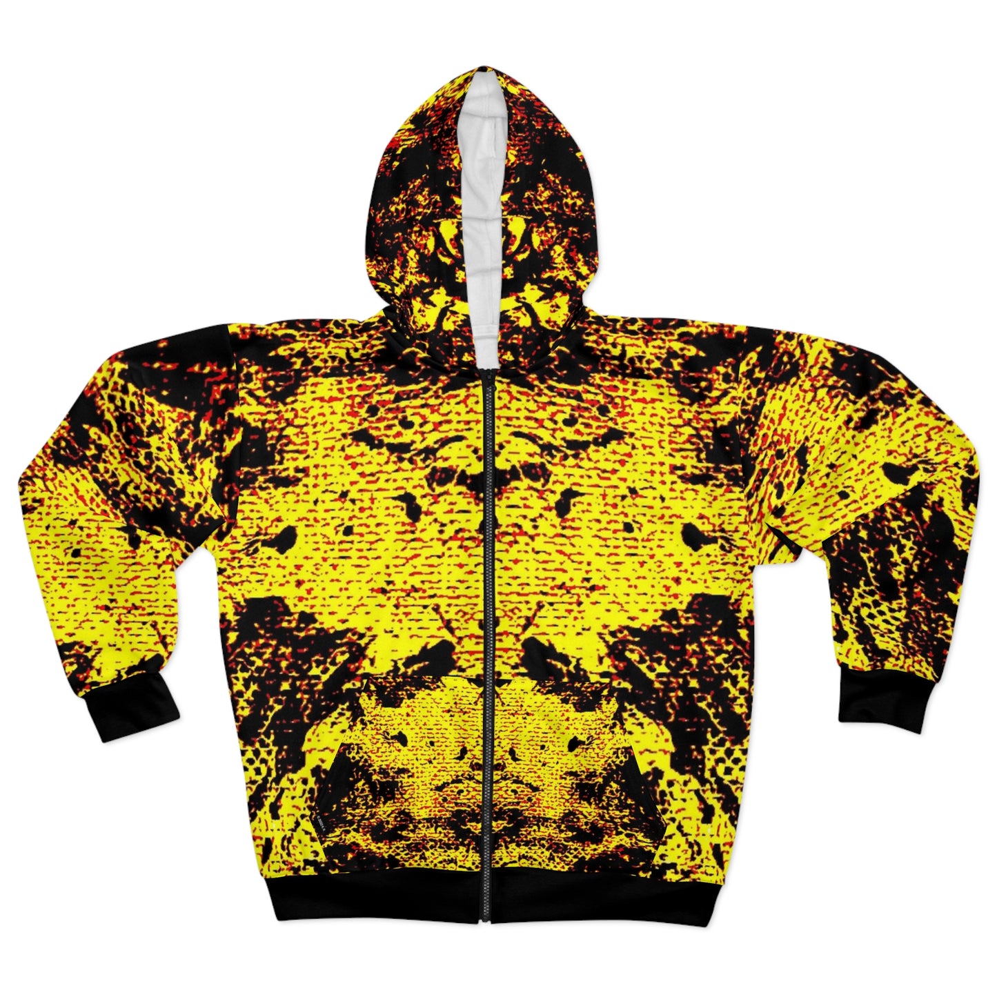"Mystic Cube" (Cosmic Fusion - Neon Yellow) - Unisex Zip Hoodie