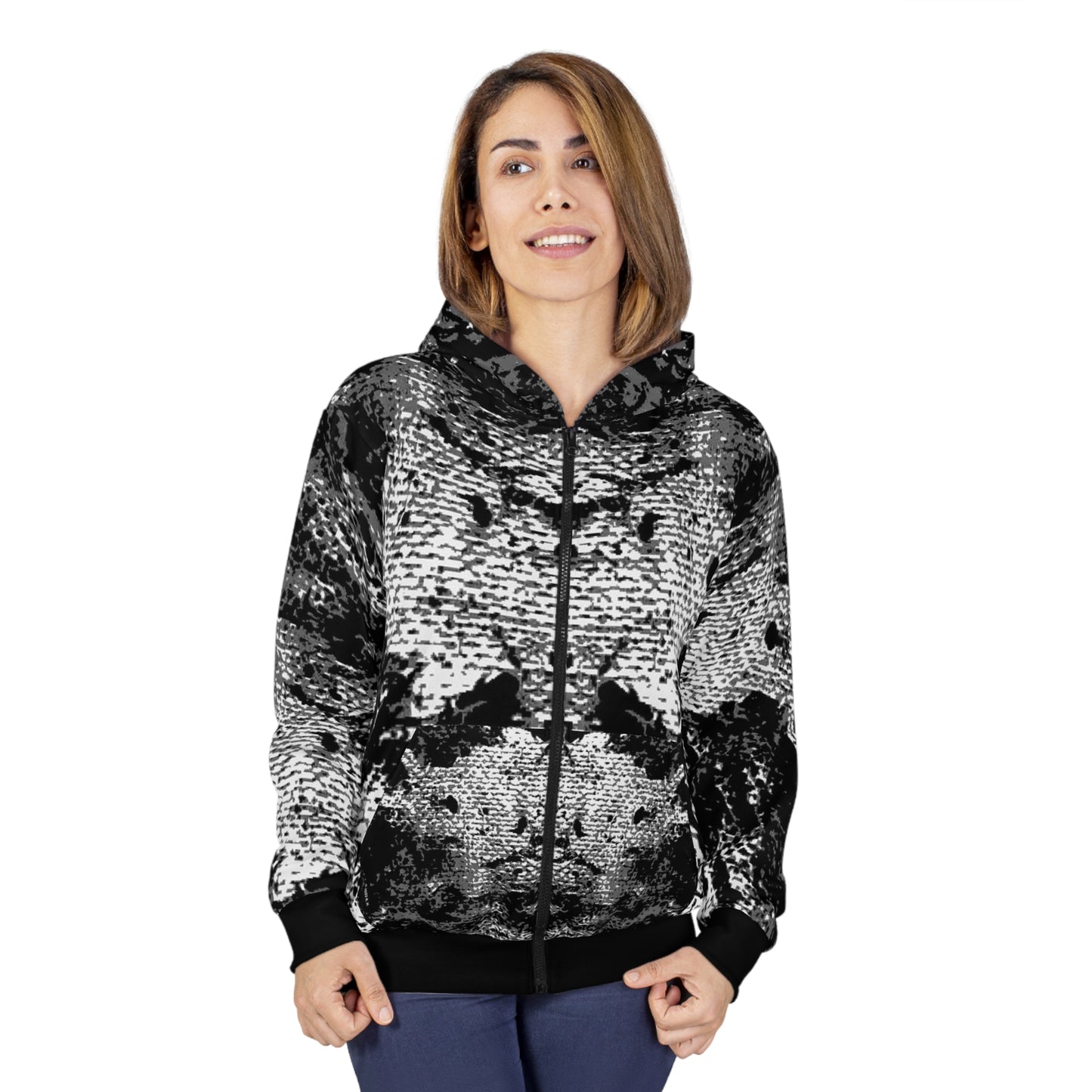 "Mystic Cube" (Cosmic Fusion - Dark Charcoal) - Unisex Zip Hoodie