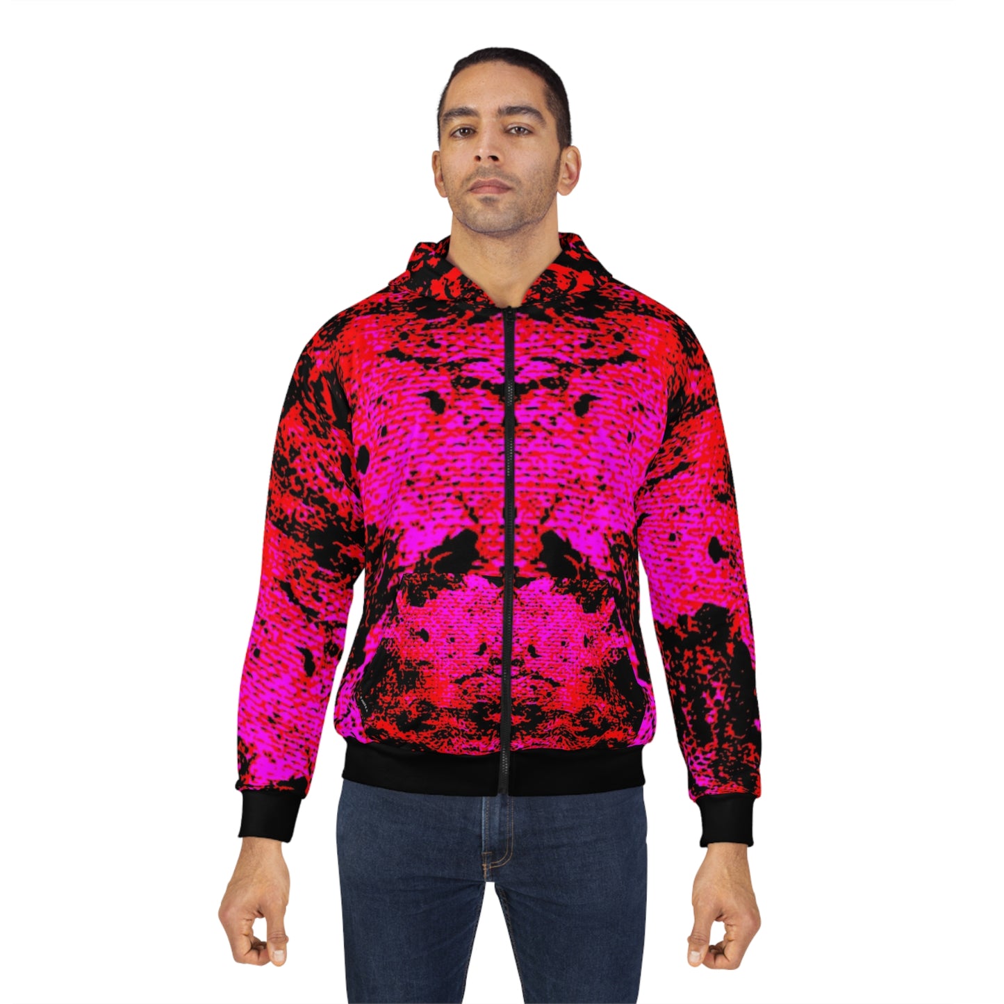"Mystic Cube" (Cosmic Fusion - Scarlet) - Unisex Zip Hoodie