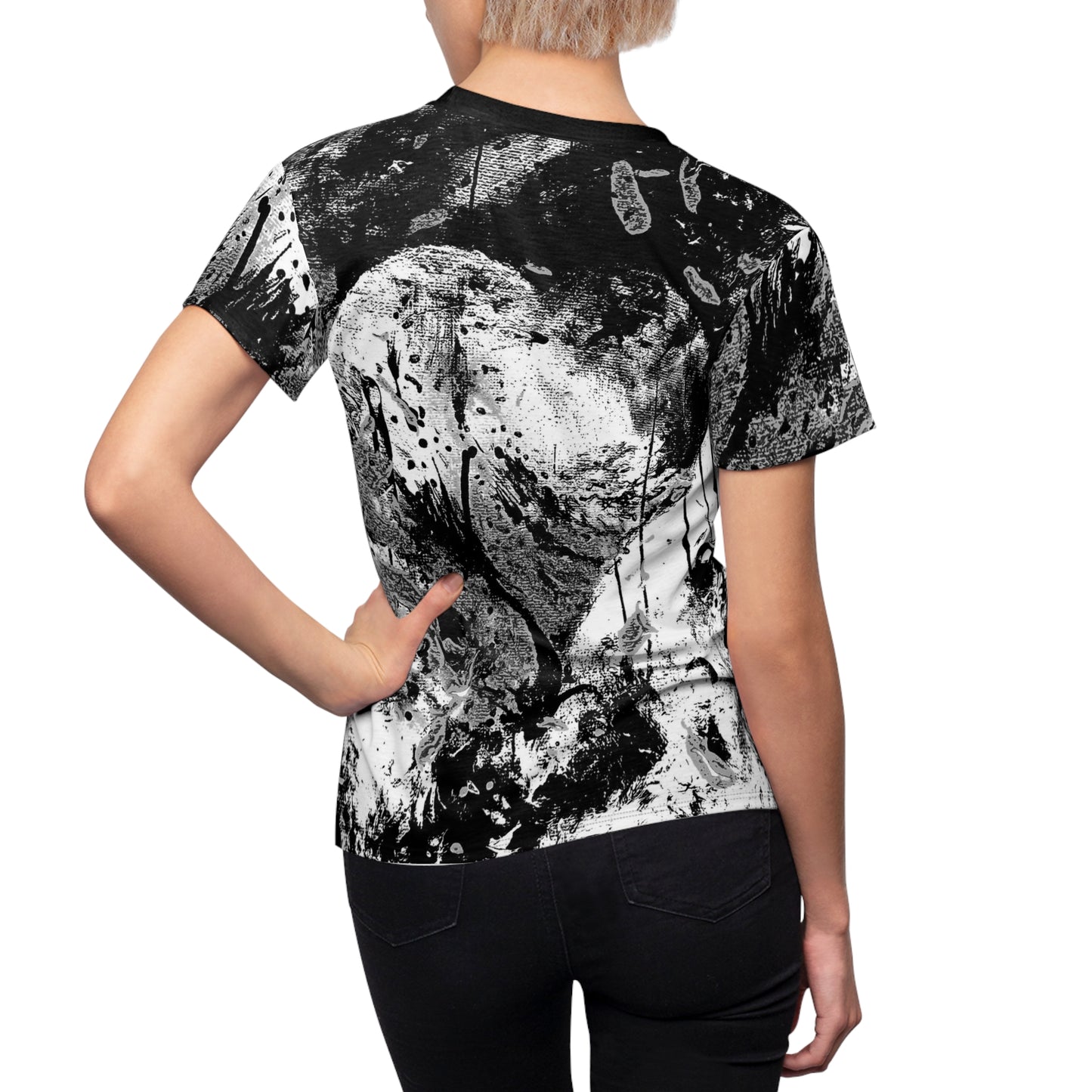 "Dreamy Love" (Cosmic Fusion - White/Black/Gray) - Women's Crew Neck Tee (w/ heart)
