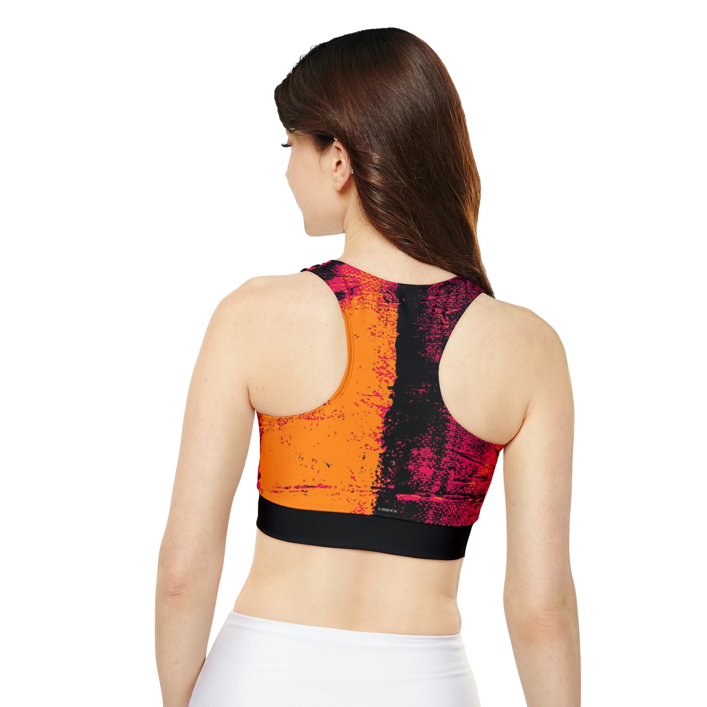 "Mystic Cube" (Cosmic Fusion - Magenta/Orange) - Fully Lined, Padded Sports Bra