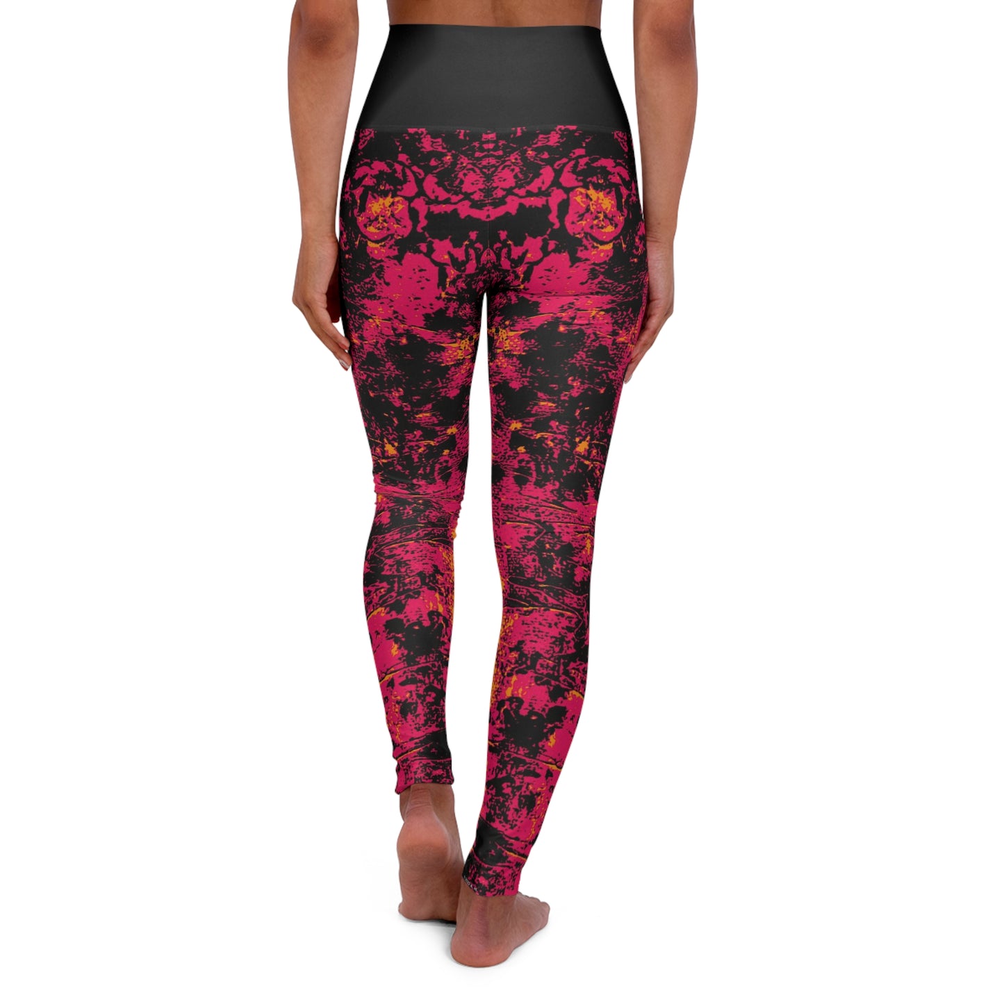 "Mystic Cube" (Cosmic Fusion - Magenta/Orange) - High Waisted Yoga Leggings