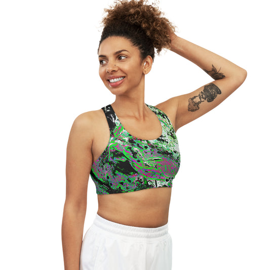 "Dreamy Love" (Cosmic Fusion - Shamrock Green) - Seamless Sports Bra