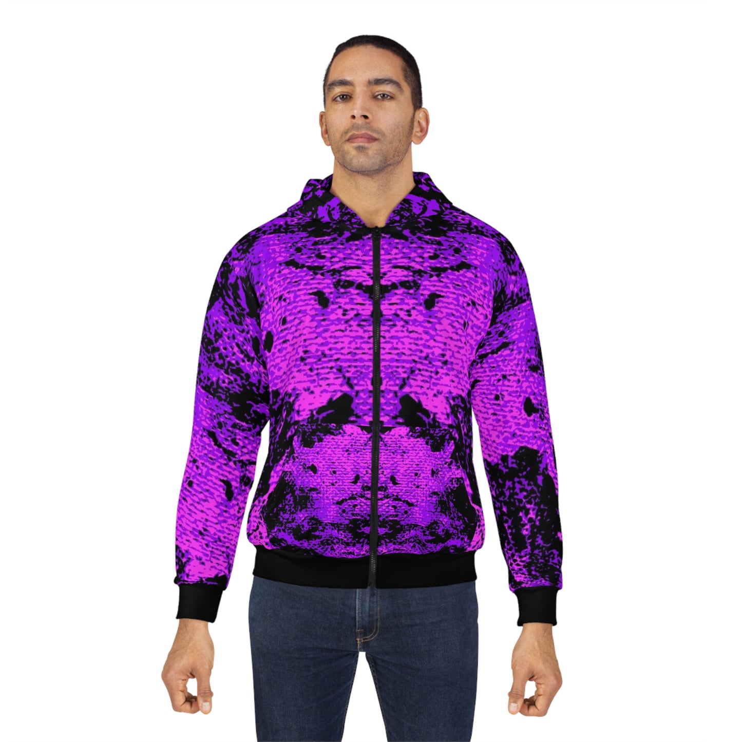 "Mystic Cube" (Cosmic Fusion - Violet/Hot Pink) - Unisex Zip Hoodie