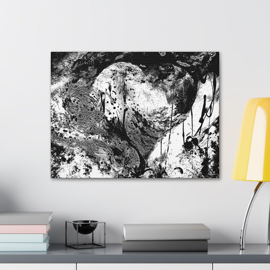 "Dreamy Love" (Cosmic Fusion - White/Black/Gray) - Horizontal Canvas Gallery Wraps