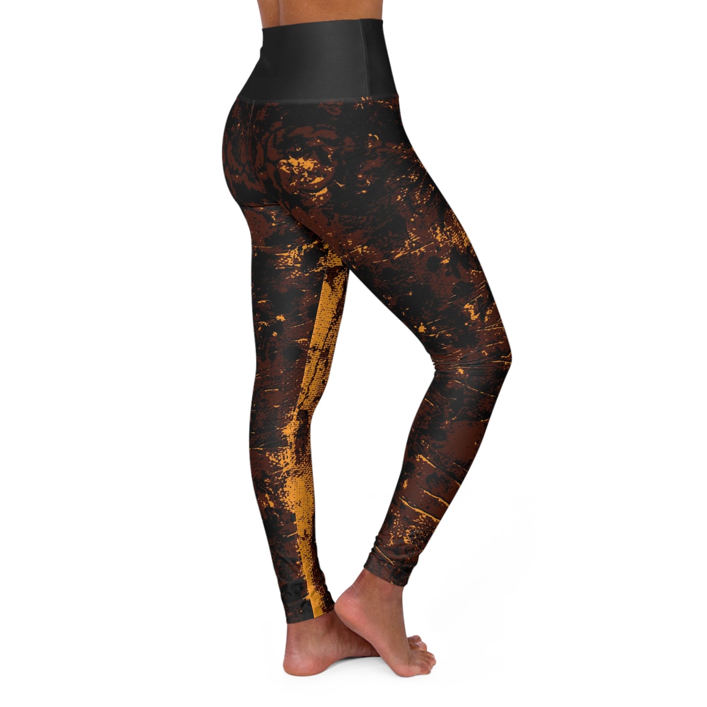 "Mystic Cube" (Cosmic Fusion - Espresso/Topaz) - High Waisted Yoga Leggings
