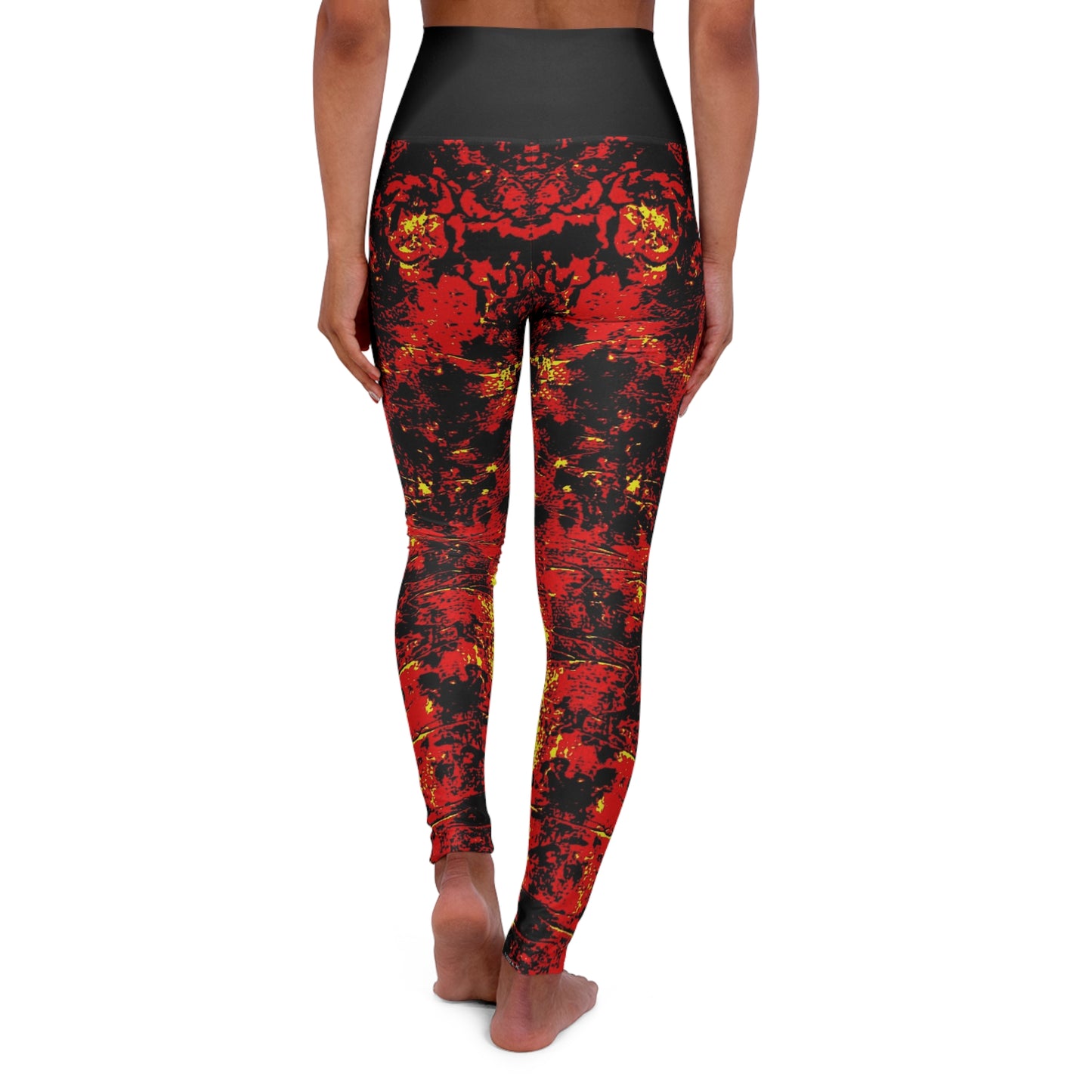 "Mystic Cube" (Cosmic Fusion - Persimmon/Yellow) - High Waisted Yoga Leggings