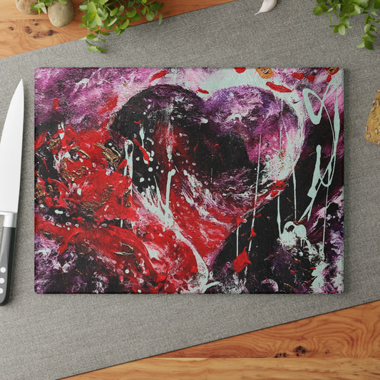 "Dreamy Love" (Scarlet/Plum) - Glass Cutting Boards
