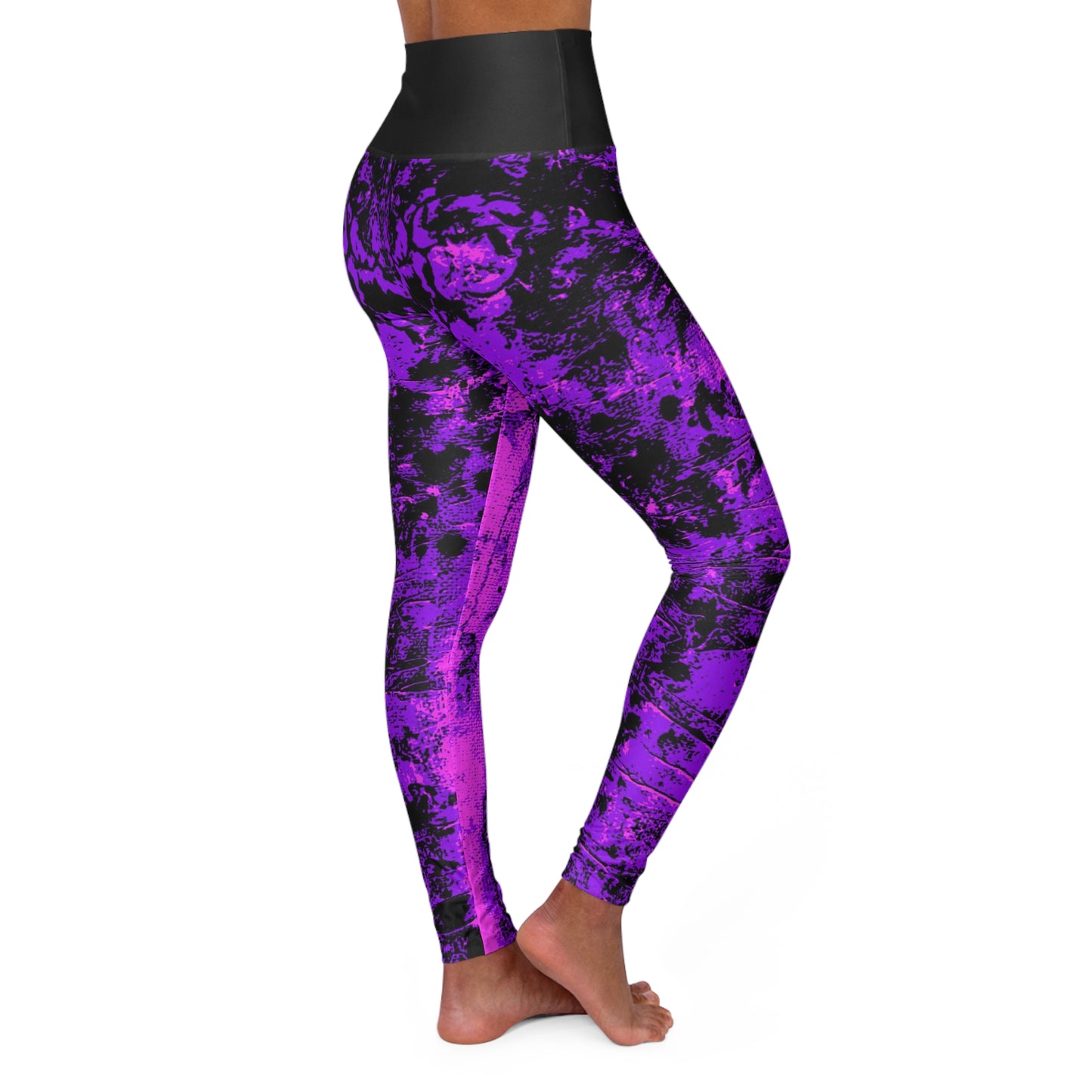 "Mystic Cube" (Cosmic Fusion - Violet/Hot Pink) - High Waisted Yoga Leggings