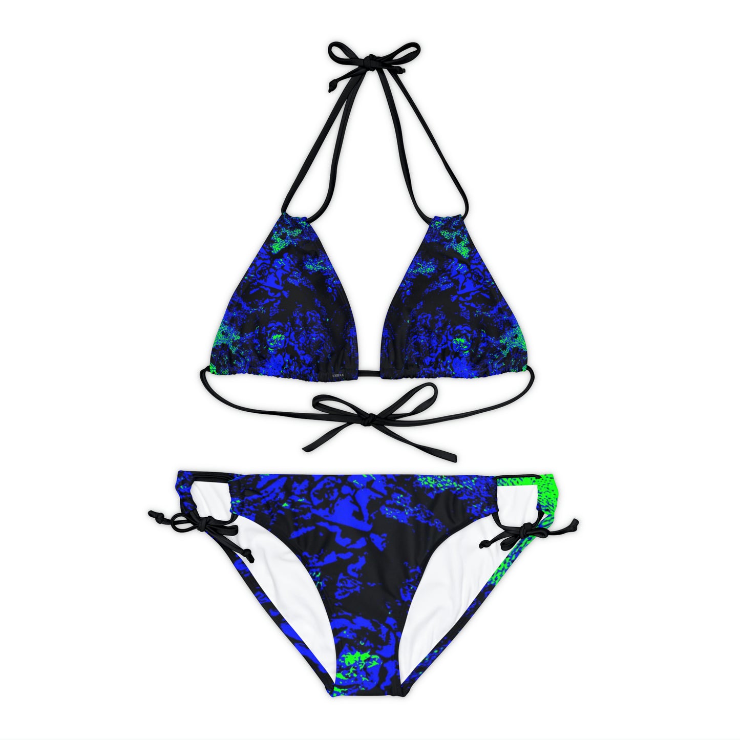 "Mystic Cube" (Cosmic Fusion - Indigo/Neon Green) - Strappy Bikini Set