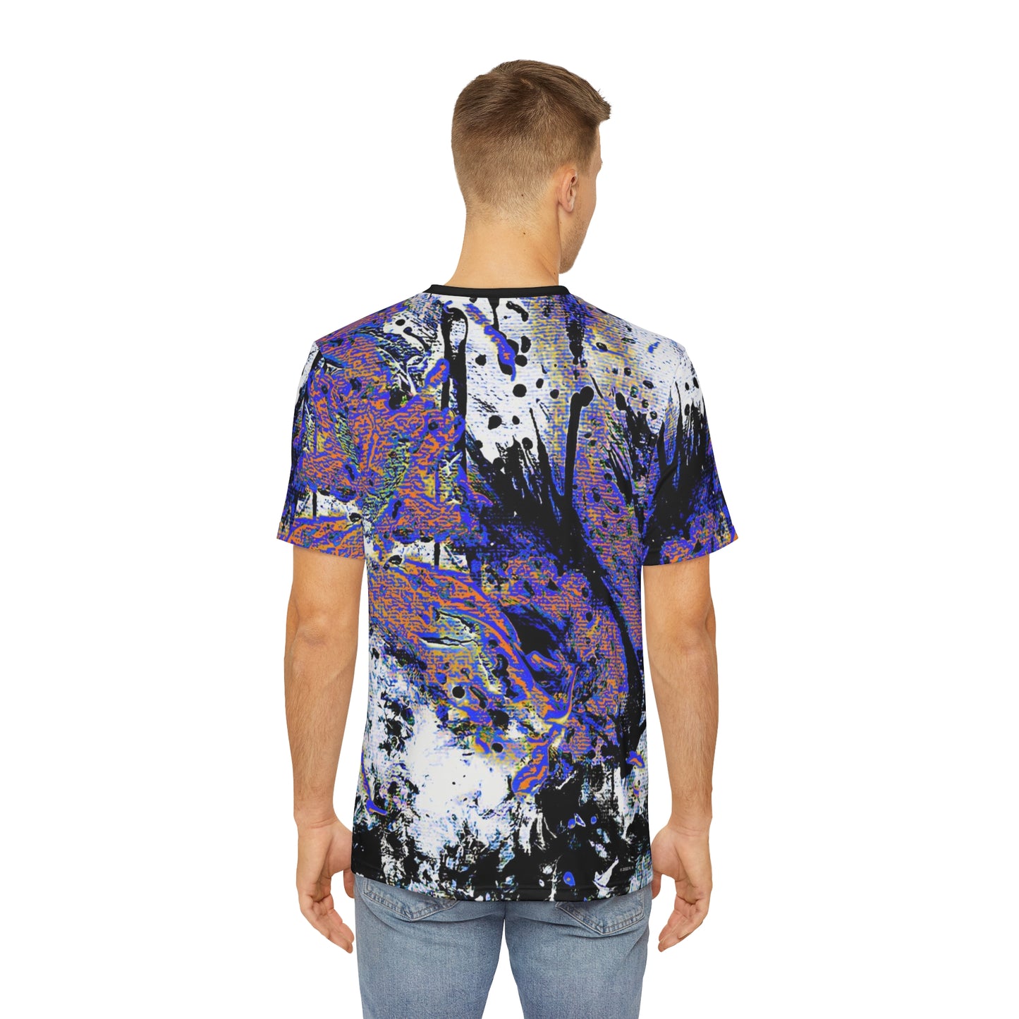 "Dreamy Love" (Cosmic Fusion - White/Black/Sapphire) - Men's Polyester Tee