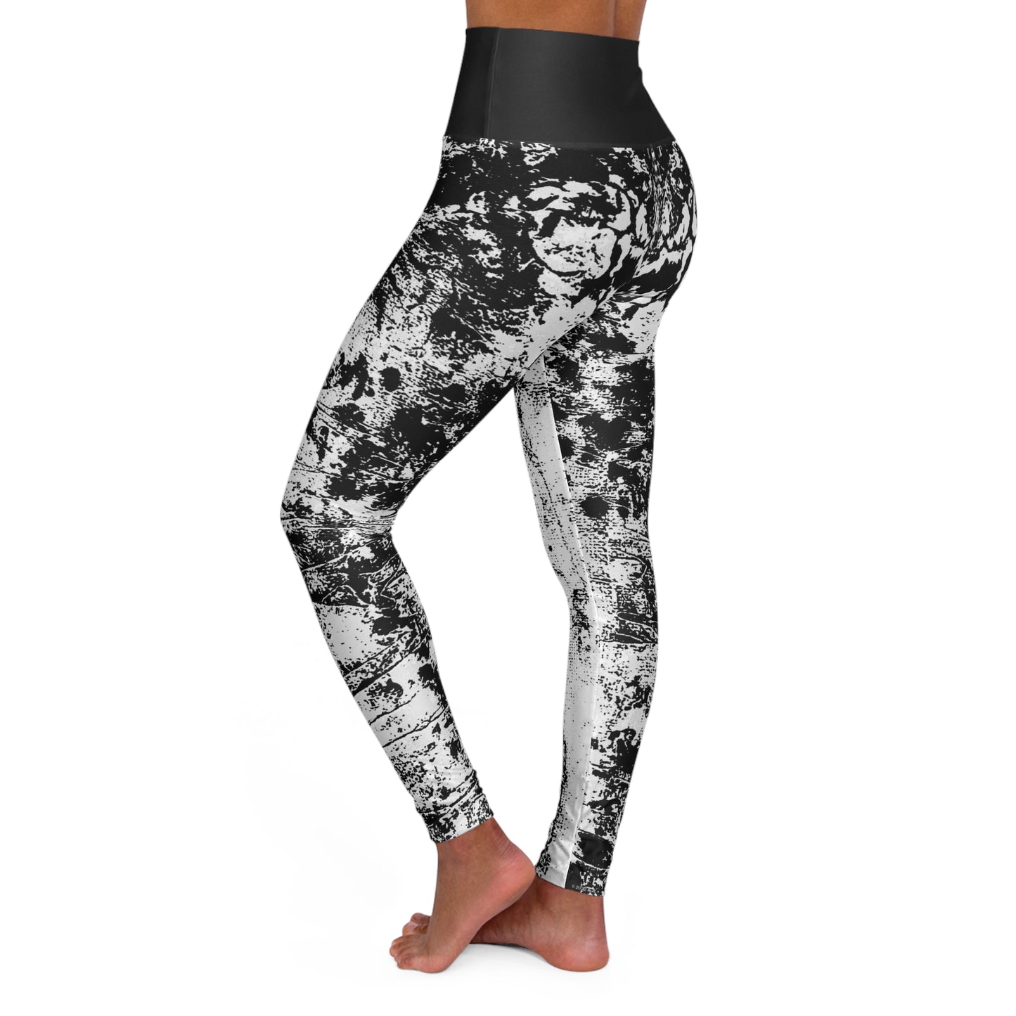 "Mystic Cube" (Cosmic Fusion - Light Charcoal) - High Waisted Yoga Leggings