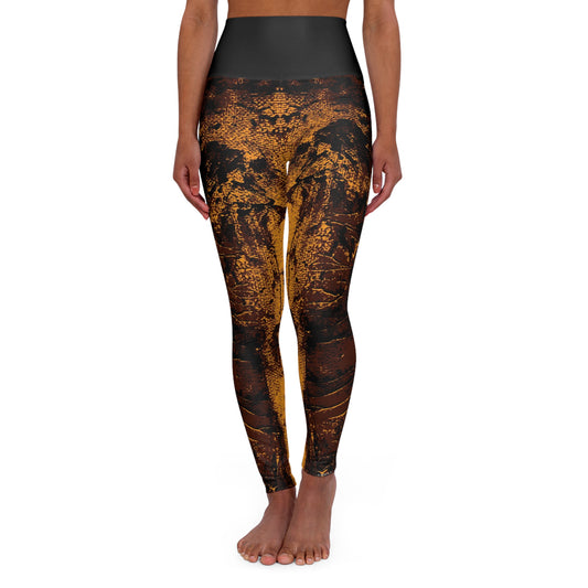 "Mystic Cube" (Cosmic Fusion - Espresso/Topaz) - High Waisted Yoga Leggings