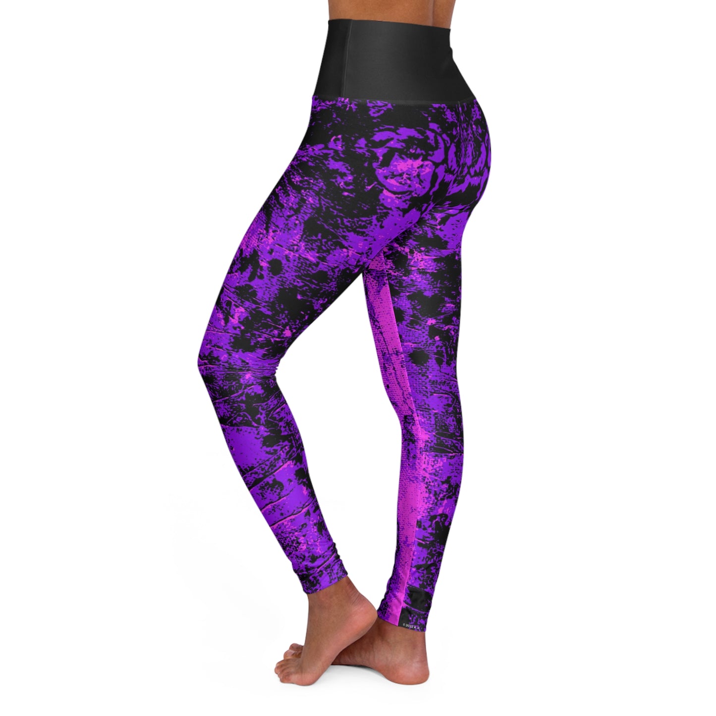"Mystic Cube" (Cosmic Fusion - Violet/Hot Pink) - High Waisted Yoga Leggings